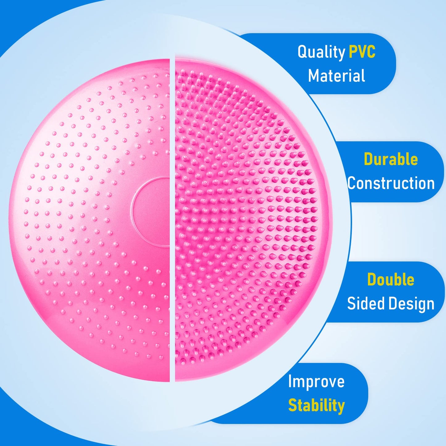 Leitee 3 Pcs Inflated Wobble Cushion Exercise Wiggle Seat for Sensory Flexible Seating Wobble Board Balance Disc Sensory Wiggle Seat Pad for Office Chair with Air Pump(Blue, Purple, Rose Red)