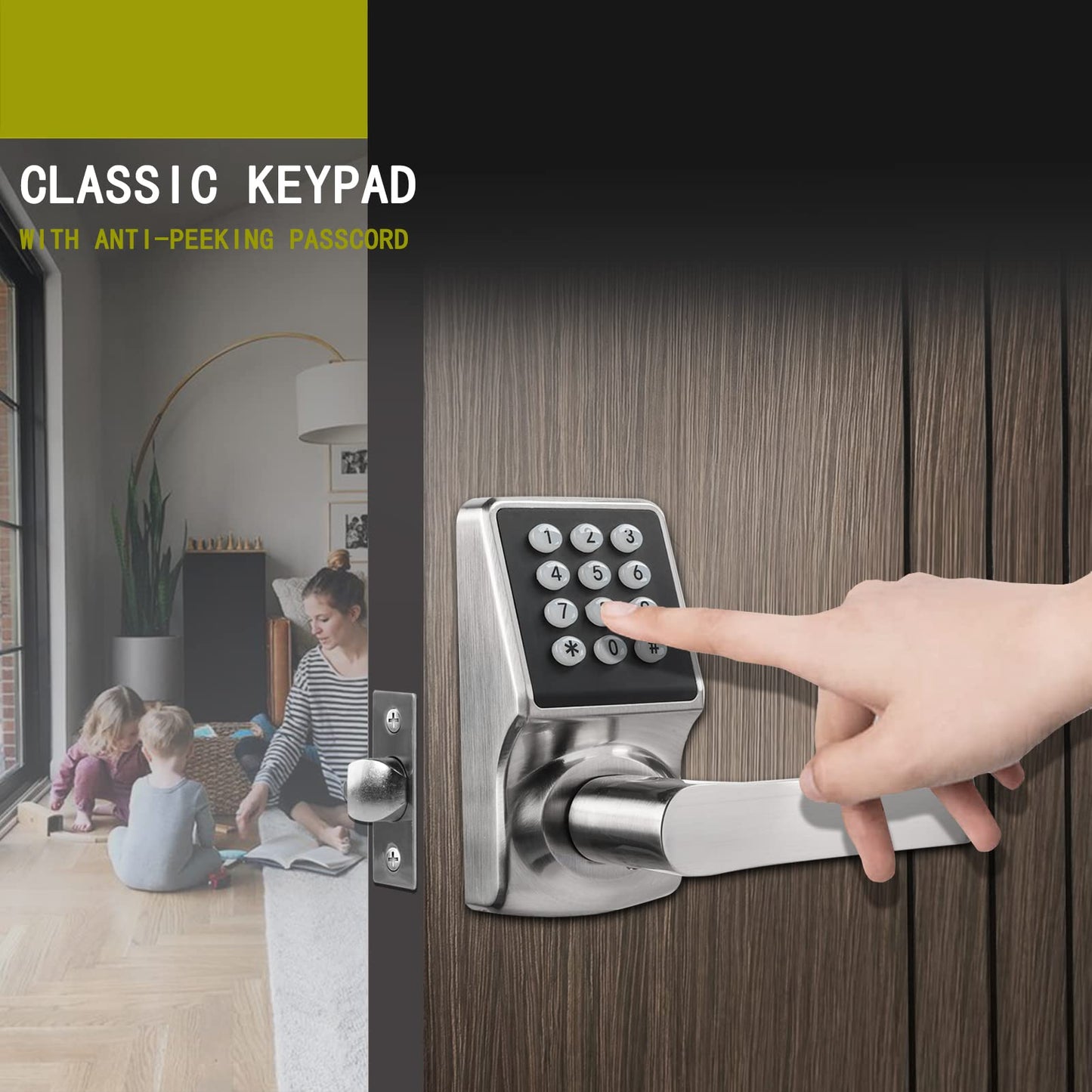 Cielsa Dawn Electronic Door Lock with Door Handle,Keypad Door Lock with Handle,Smart Locks for Front Door Keyless Entry Digital Knob with Code-Fob-Key(Brushed Nickel,1pack)