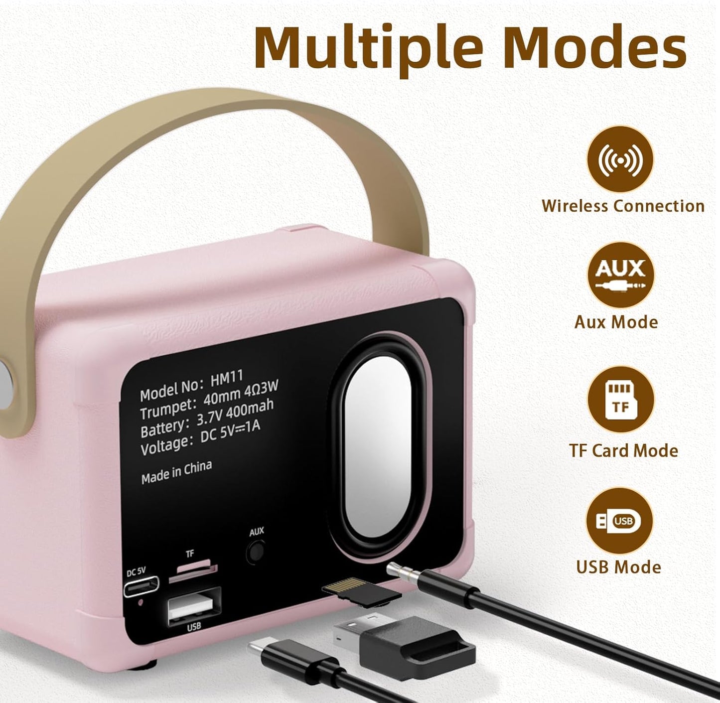 Caulikine Retro Bluetooth Speakers Birthday Gifts for Girls Small Cute Pink Portable Wireless Speaker Gift Ideas