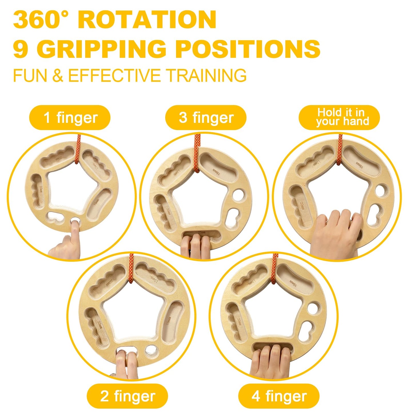 POWER GUIDANCE Hangboard Fingerboard Climbing Grip Strength Training Indoor and Outdoor Double-Sided Non-Slip Portable