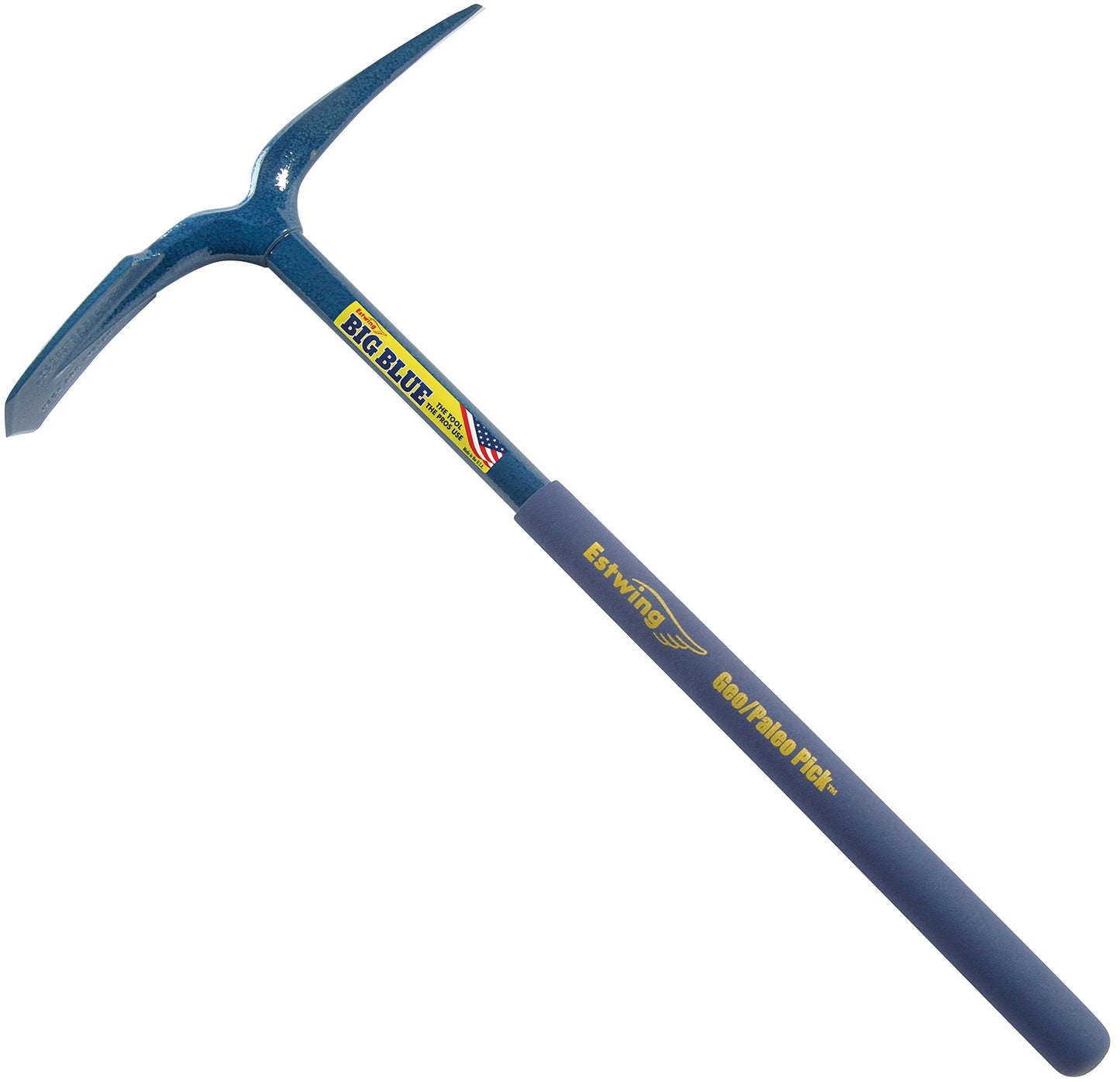 Estwing Geo/Paleo Rock Pick - 25" Geologist Tool with All Steel Construction & Vinyl Cushion Grip - GP100, Blue and Estwing - GP18 Gad Pry Bar - 18" Forged Geological Tool with Pointed Tip & Chisel End - GP-18, Metal