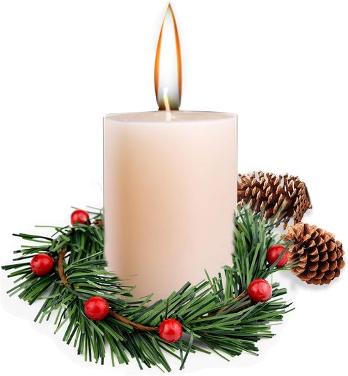 Lystaii Christmas Candle Rings - 10pcs Red Artificial Berry & Grass Mini Wreaths for Holiday Decor | Medium Size