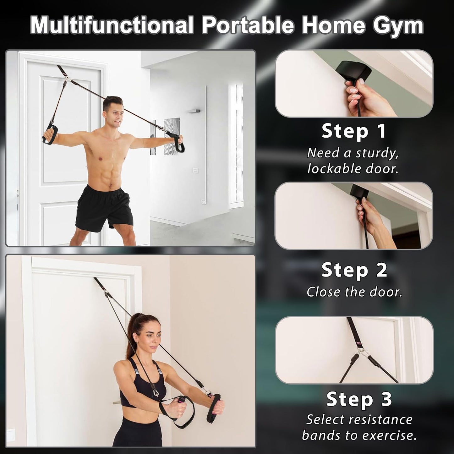 BBTOPS Pilates Bar Kit with Resistance Bands, Pilates Equipment Exercise Bar with Ab Roller for Abs Workout, Portable Home Gym Yoga Fitness Bar for Women & Men (Black)
