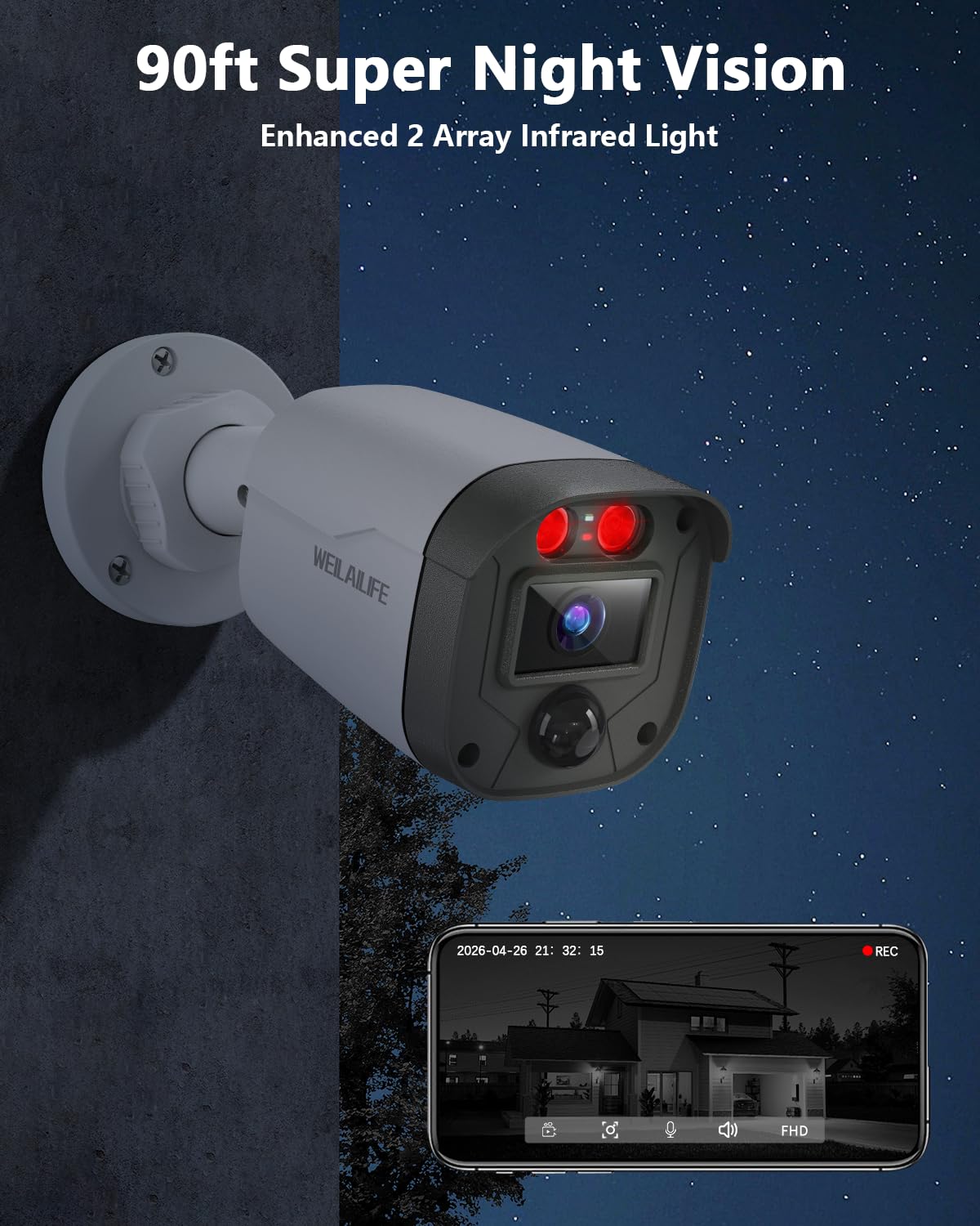 【90ft Super Night Vision】 3K Outdoor Wired Security Camera System, Home Video Surveillance Systems, CCTV Surveillance DVR Kits