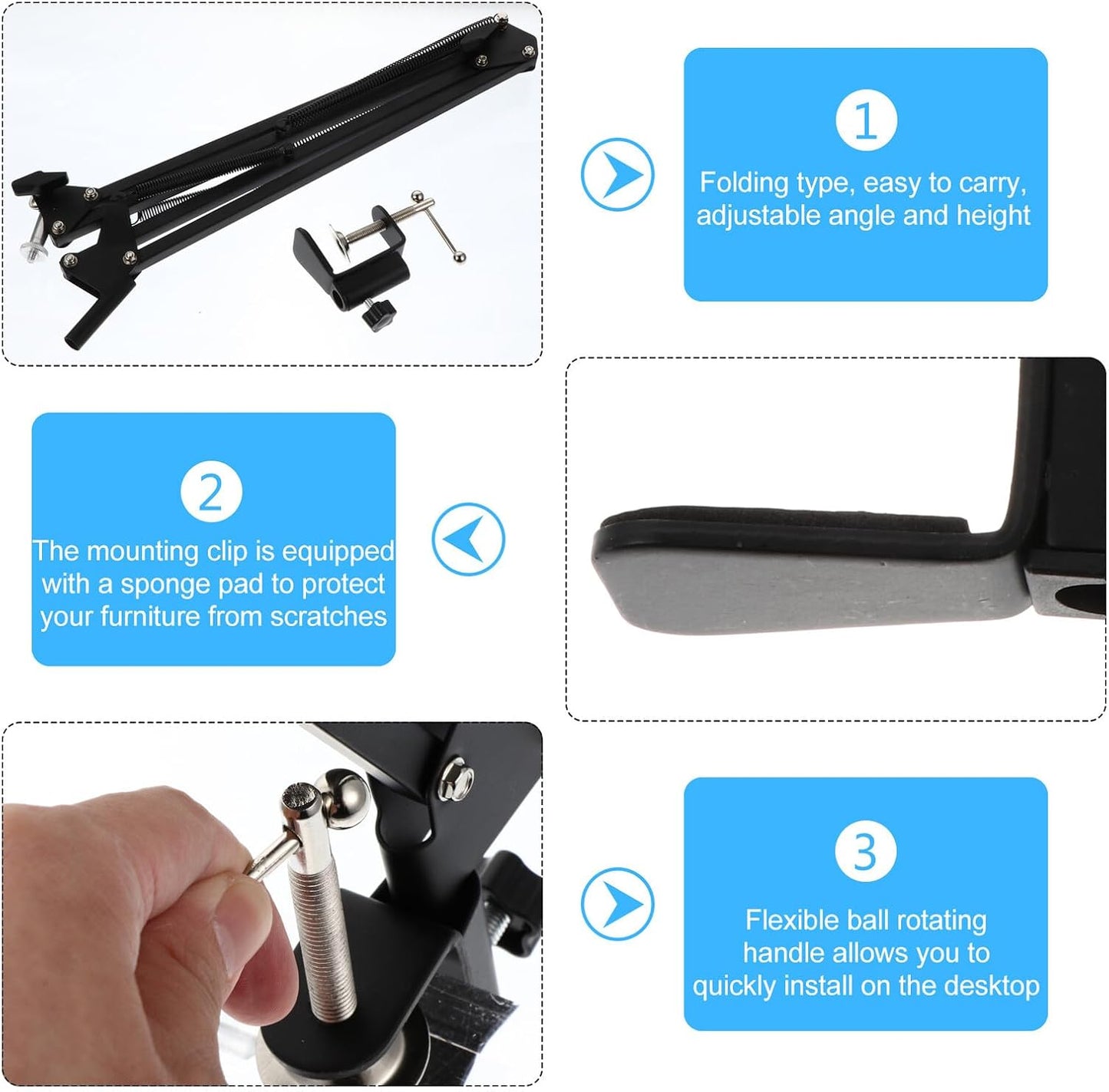 Zerodeko 1/4-inch Metal Scissor Arm Webcam Clamp Stand with Screw Desktop Holder for USB Camera Streaming and Video