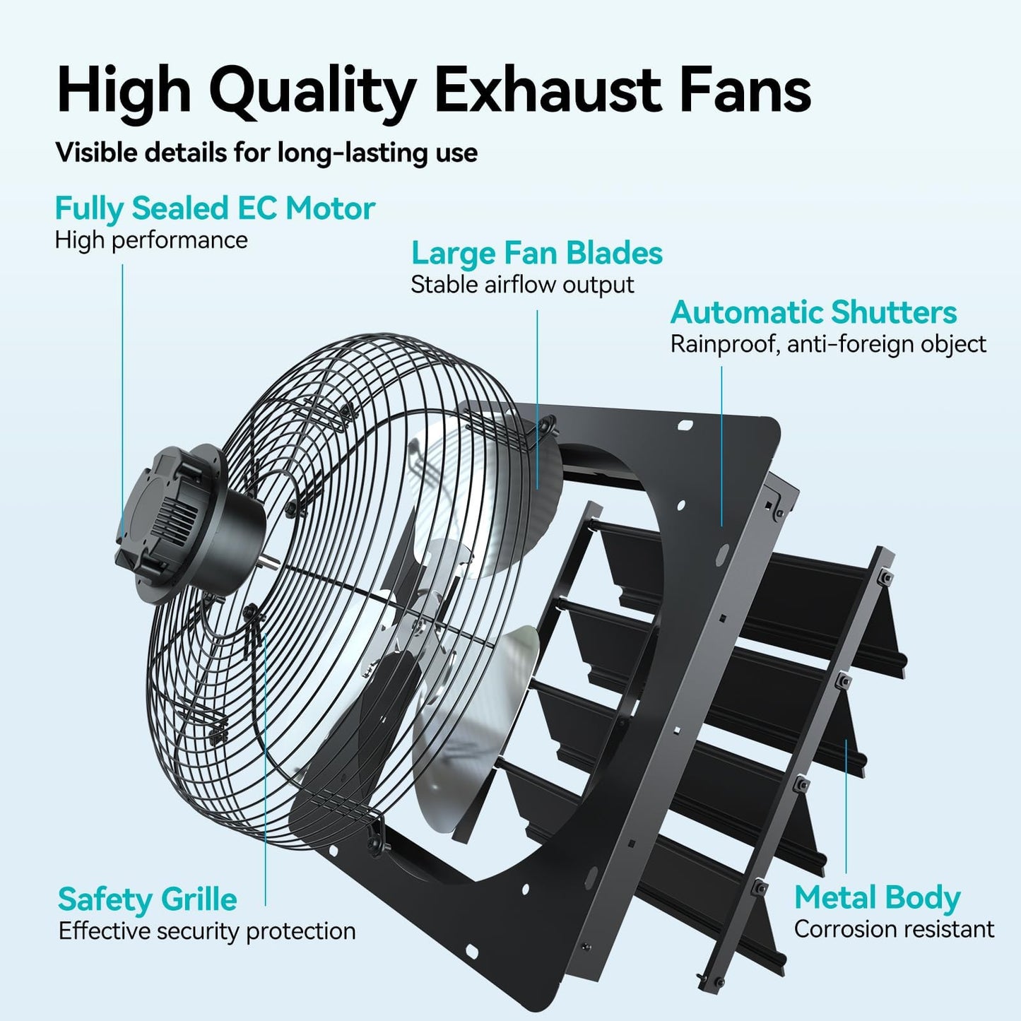 addlon 14 Inch Shutter Exhaust Fan Wall Mounted with 35W EC Motors and Remote, 1400CFM, Timer, 8 Speeds, Low Noise, Easy to Install, Plug in Ventilation Fan for Garages,Greenhouse, Attic, Chicken Coop