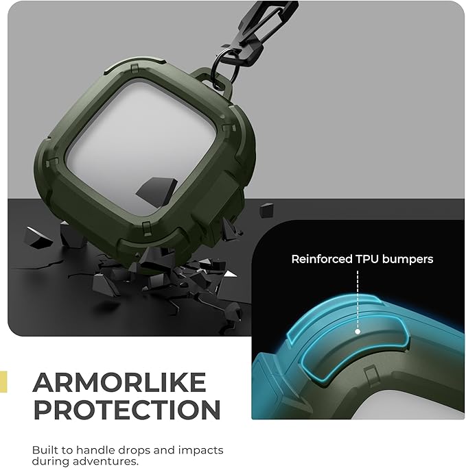 Dexnor for SHOKZ OpenFit Air Case with Drop-Proof Lock, Shockproof Rugged Bumper Cases Protective Cover with Carabiner & Keyring & Cleaner Kit Green