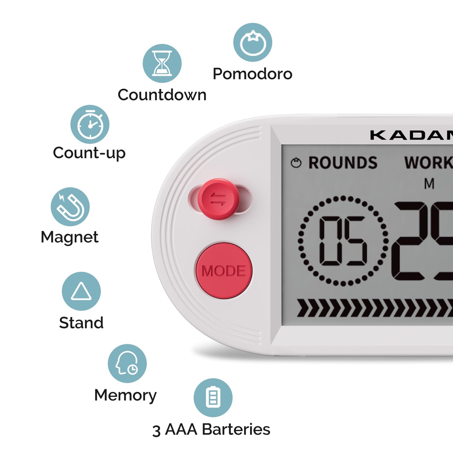 KADAMS Workout Interval Timer – HIIT, Tabata & EMOM Training with Visual Countdown Ring, Magnetic for Gym Home Workouts & Fitness