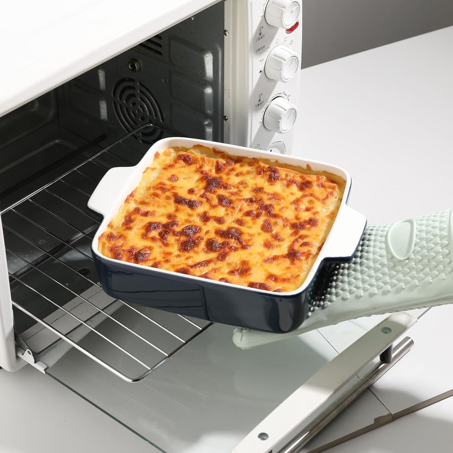 Sweejar Ceramic Baking Dish - 8 x 8 Square Bakeware with Double Handles for Casserole & Lasagna | Navy