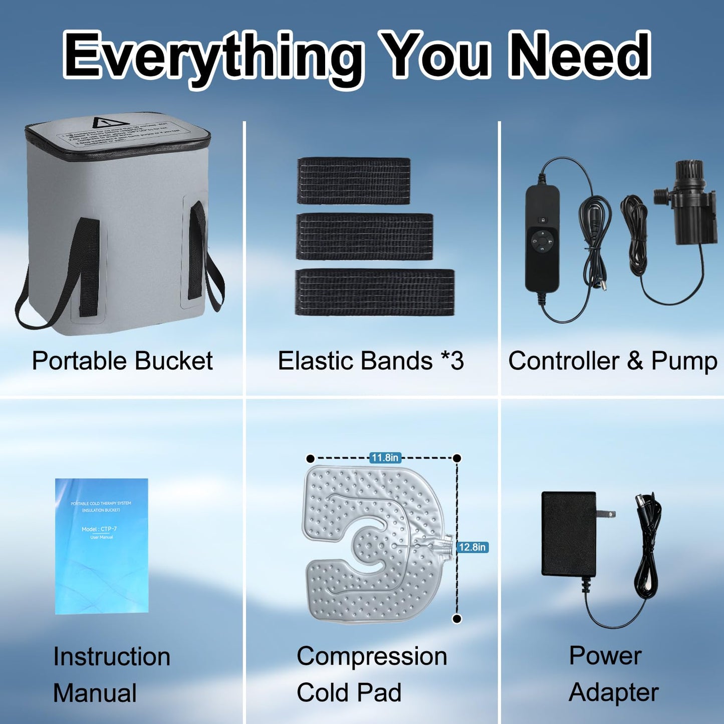 Jestonten Ice Machine for Knee After Surgery - 16-Quart Large Capacity, Programmable Cold Therapy Machine with 6 Timer Modes & 5 Flow Levels Compression Wrap for Knee, Back & Ankle