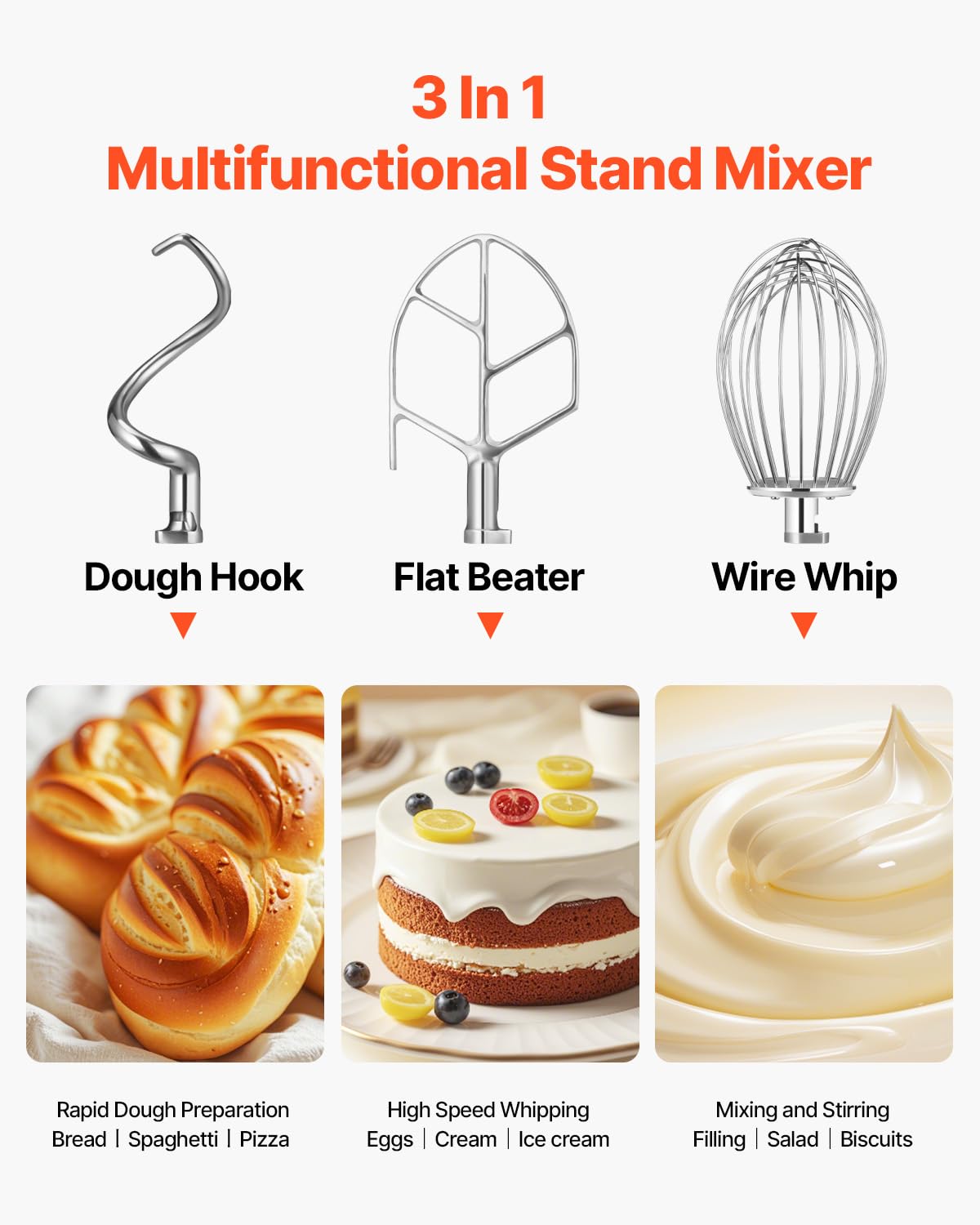 Happybuy 30Qt Commercial Food Mixer with Timing Function， Commercial Mixer 1250W Stainless Steel Bowl Heavy Duty Electric Food Mixer Commercial with 3 Speeds Adjustable, Perfect for Bakery Pizzeria