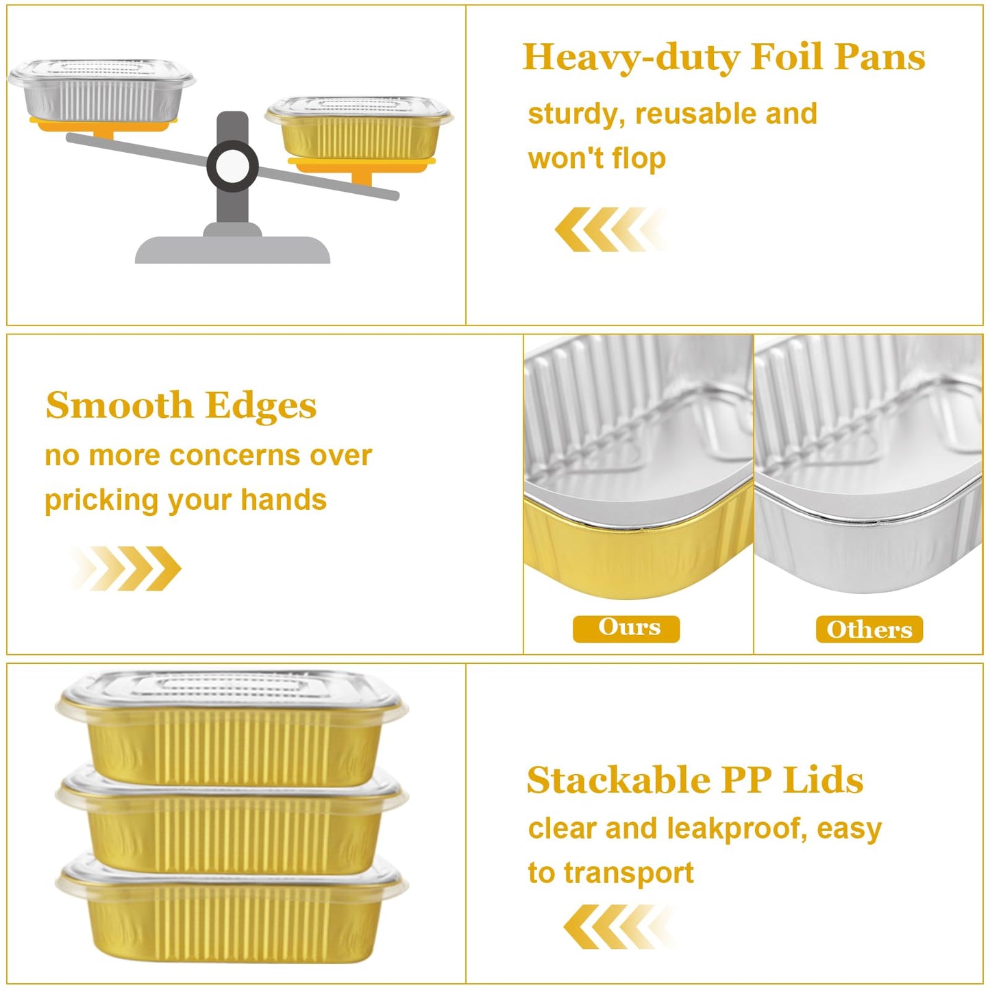 MIVIDE 100 Pack 1LB Small Aluminum Pans With Lids, 6.3"×4.4" Heavy Duty Aluminum foil Pans, 16oz Foil Food Containers with Lids, Disposable Foil Loaf Cake Pans for Baking, Meal Prep and Takeout
