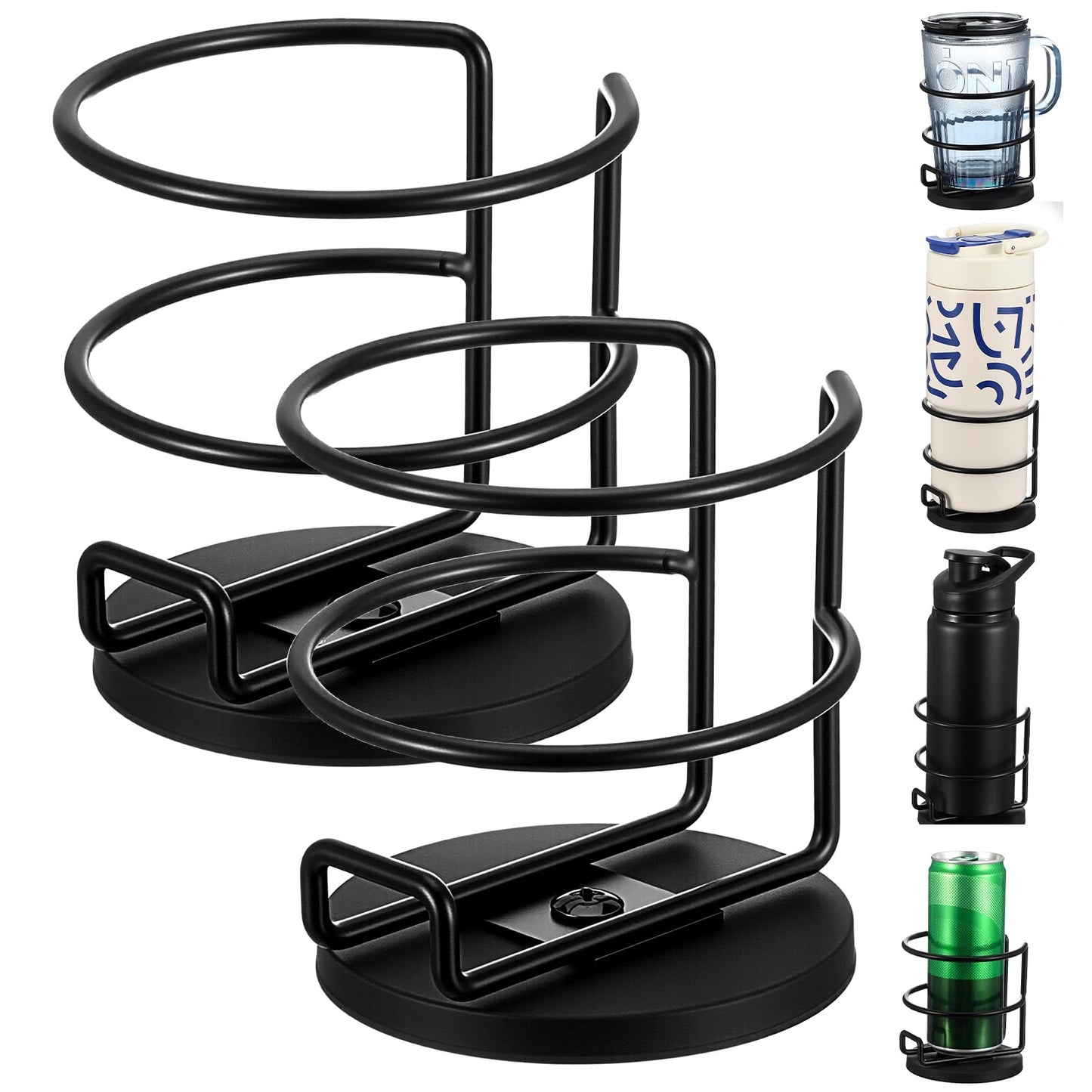 2 Pack Magnetic Cup Holder, Heavy Duty Metal Drink Holder, 3.46 inch/8.8 cm Strong Magnetic Base, Magnet Cup Caddy for Refrigerator Treadmill Truck Boat Bus Car