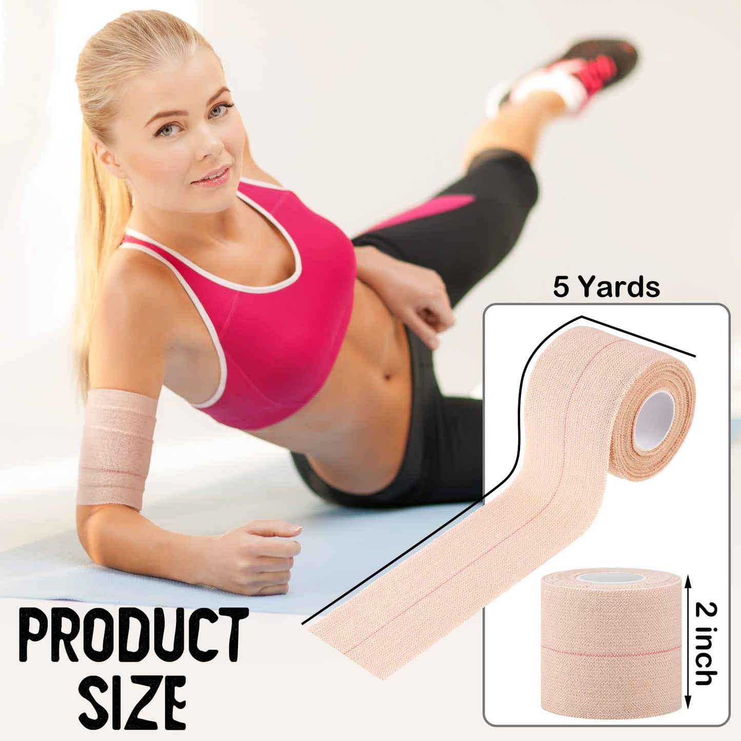 Nuanchu 16 Rolls Self Adhesive Elastic Bandage Wrap Breathable Flexible Stretch Sports Tape for Wrist Ankle Support, Cohesive Vet Wrap for Horse Pet(2 Inch x 5 Yard)