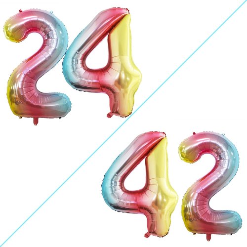 GOER Jumbo 24-Inch Rainbow Foil Balloons - Perfect for 24th Birthday Party Decorations