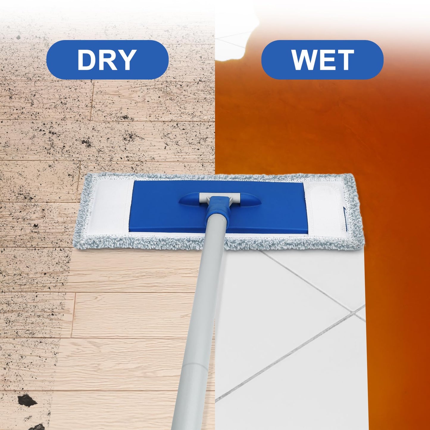 Mops for Floor Cleaning Microfiber Flat Mop with 4 Washable Mop Pads 57" Long Handle Wet Dry Mops for Hardwood Laminate Wall Vinyl Tile Floor Cleaning