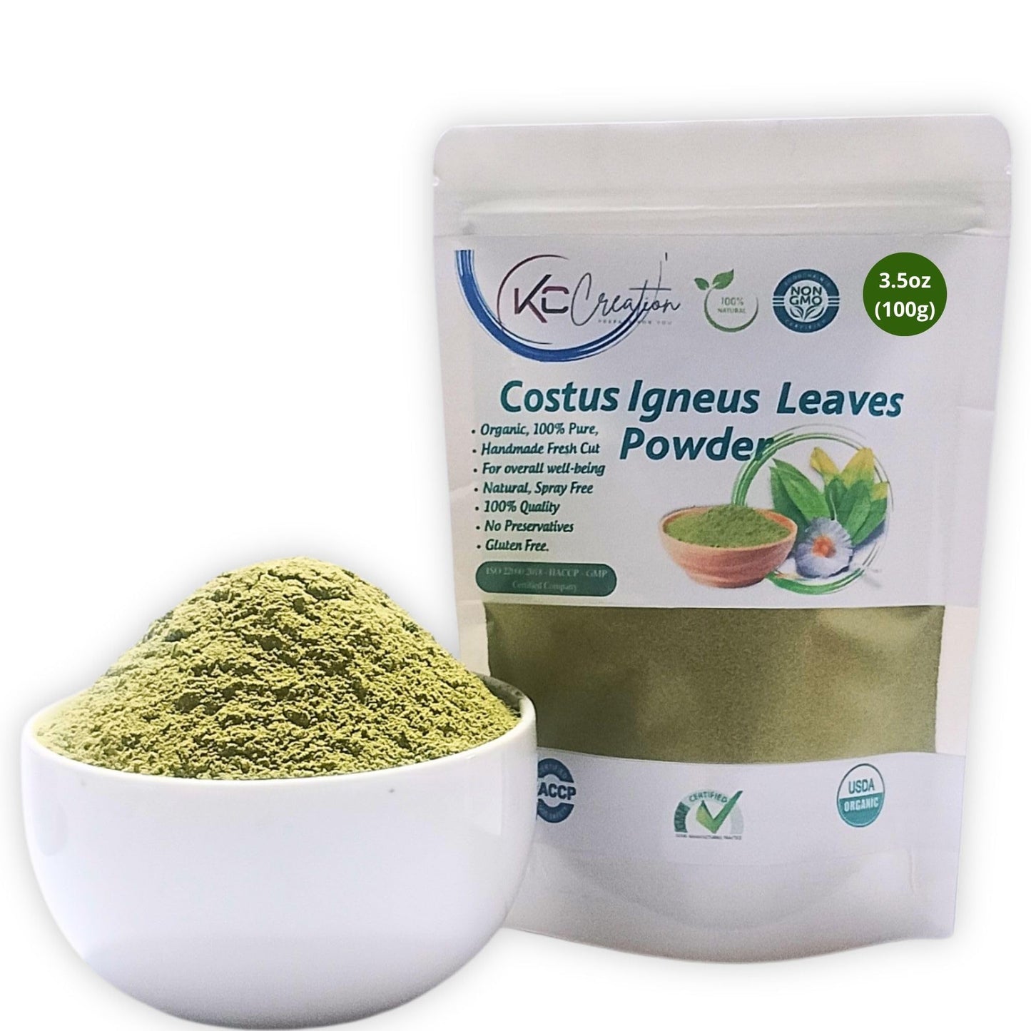 Organic Pure Costus Igneus Leaf Powder, (Costus Igneus) 100% Natural No GMO No Preservatives 3.5oz(100g) (3.5oz(100g))