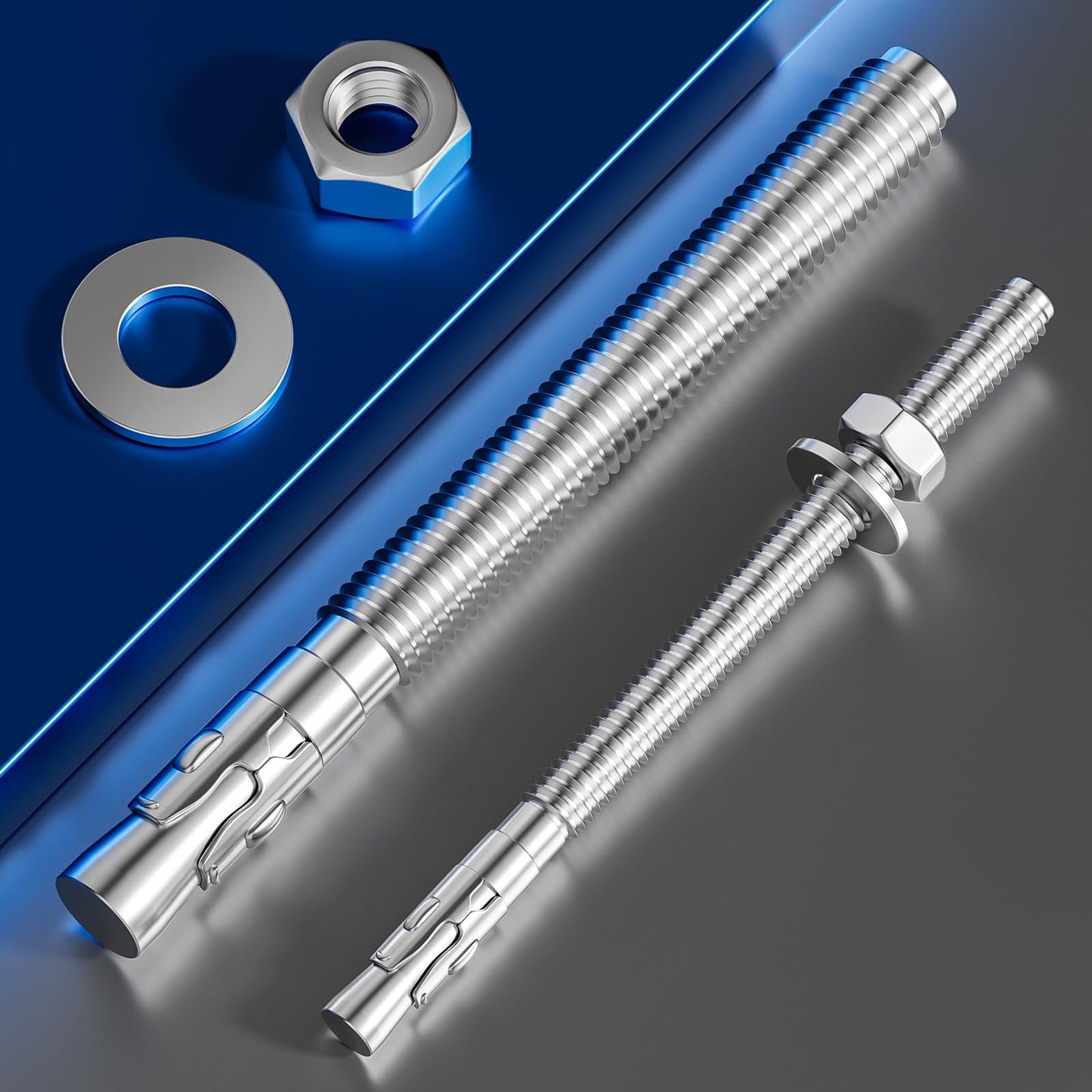 Wensilon 30Pcs 1/2x6 Inch Standard Fasteners for Heavy-Duty 304 Stainless Steel Wedge Anchors for Cement and Concrete