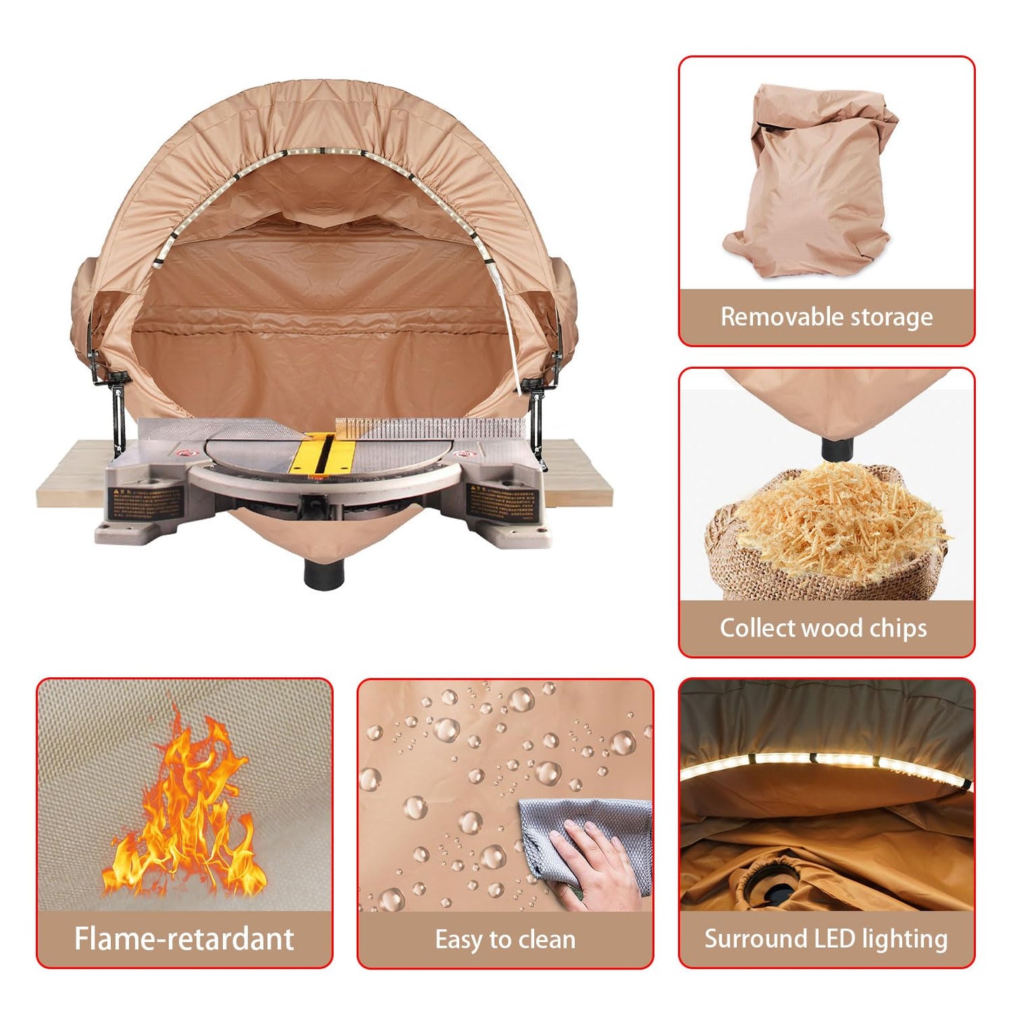 GARVIN Miter Saw Dust Collection Hood with Light, Dust Solution for Table Miter Saw, Chop Saw Hood Dust Collector Attachment, Accessory Holes, with Storage Bag, Fits Most Standard 10" Miter Saws