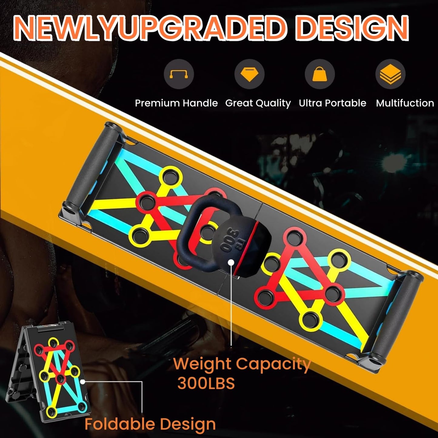 NAYSAYE Push-Up Board, Multi-Functional Pilates Board with 4 Color Zones, ABS Plastic, Black
