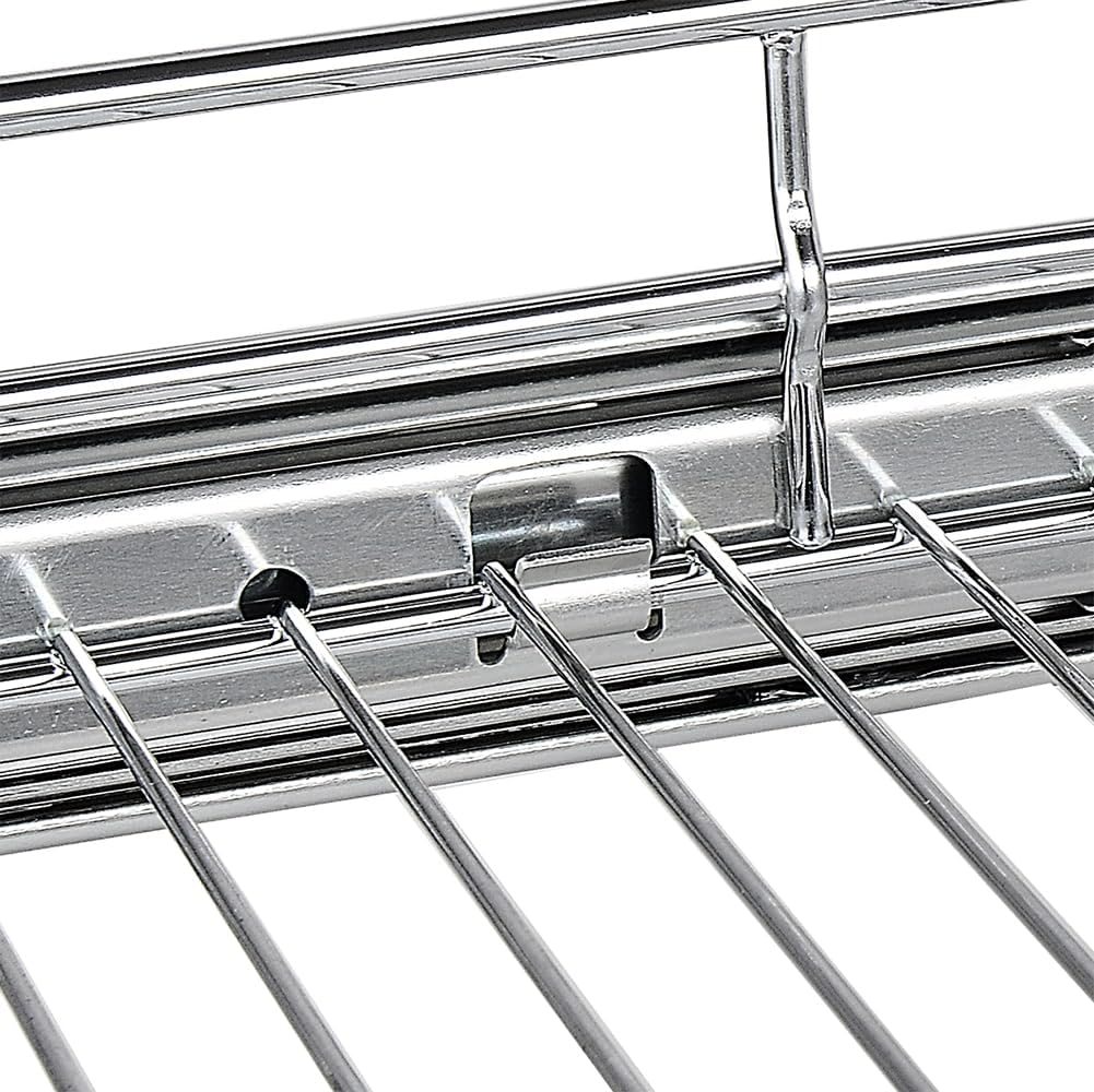 OCG Pull Out Cabinet Organizer 2 Pack (15" W x 21" D), Pull out Shelves 1 Tier, Cabinet Slide Out Shelves for Base Cabinet Organization in Kitchen Bathroom Pantry, Bottom Mount, Chrome Finish