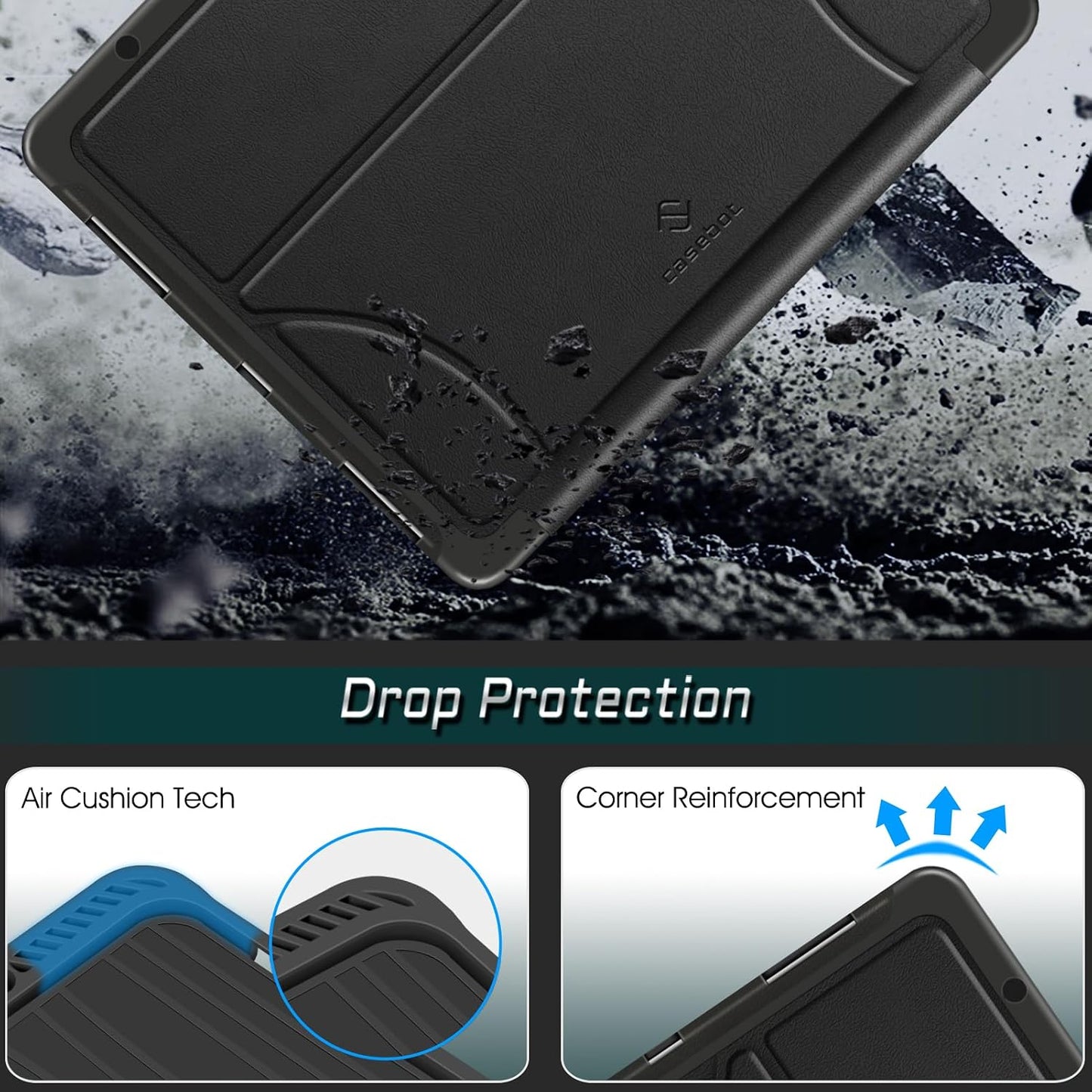 CaseBot 12.9-inch 6th 2022, 12.9" 5th/4th/3rd Magnetic Case for iPad Pro Generation Multiple Angle Shockproof Rugged