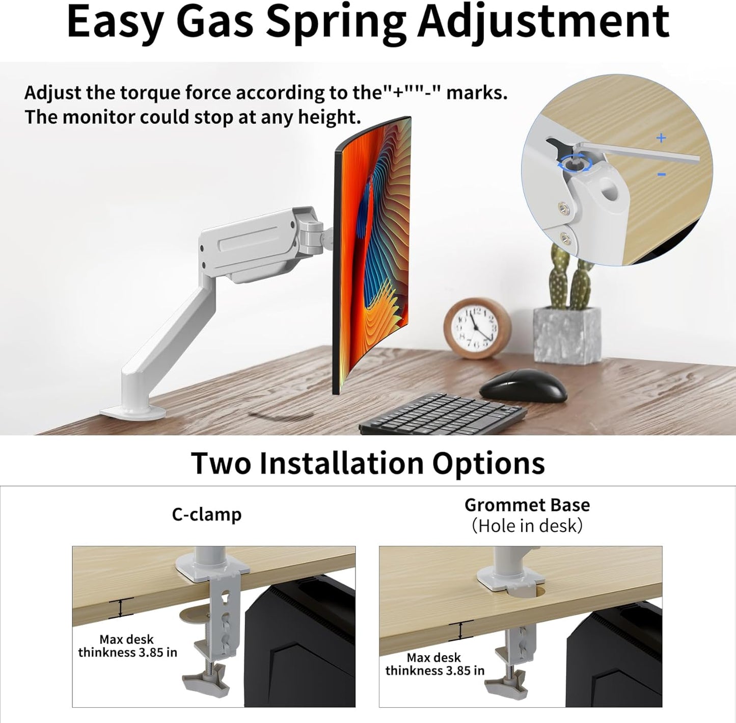 suptek 17 20 22 23 24 26 27 32 35 inch 24.25 lbs, Monitor Mount Gas Spring Monitor Arm Desk Mount Fully Adjustable Fits