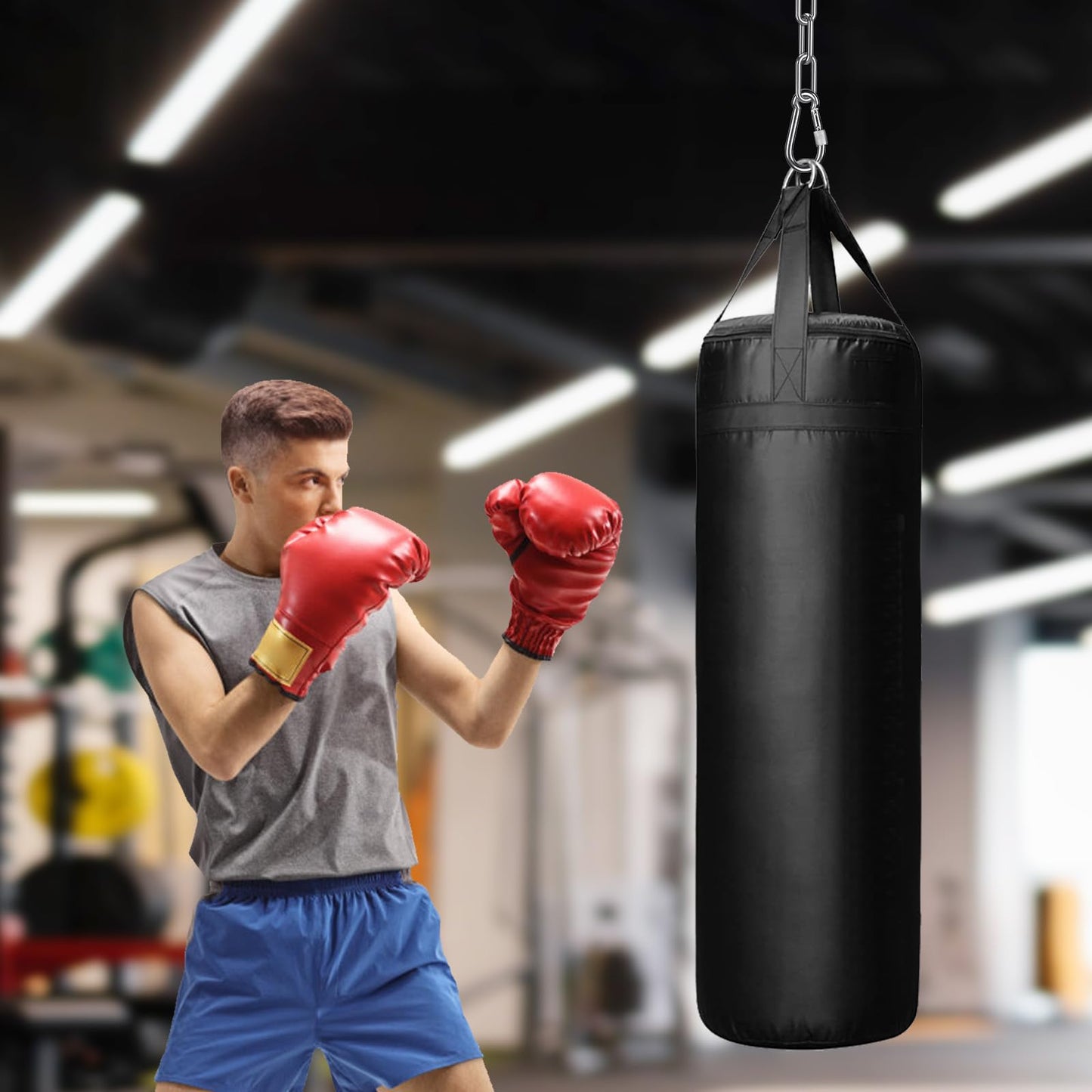 SELEWARE 2-Pack Heavy Duty Stainless Steel Punching Bag Chain, 1000LB Heavy Bag Hanging Chain with Carabiners, 20" Extension Chain for Boxing Bags, Hammocks, Swings, Yoga Trapeze & Hanging Chairs