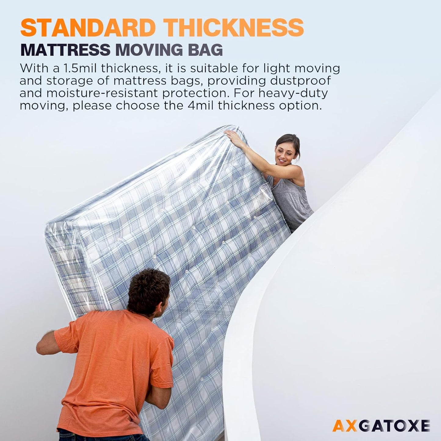 Plastic Mattress Bag - Waterproof Mattress Protector for Moving Supplies | Queen Size (1.5MIL)