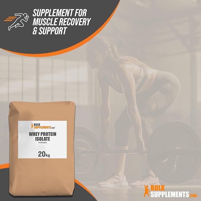 BulkSupplements.com Whey Protein Isolate Powder - Whey Protein Powder, Unsweeteneed, Unflavored & Gluten Free - 30g per Serving, 20kg (44 lbs) (Pack of 1)