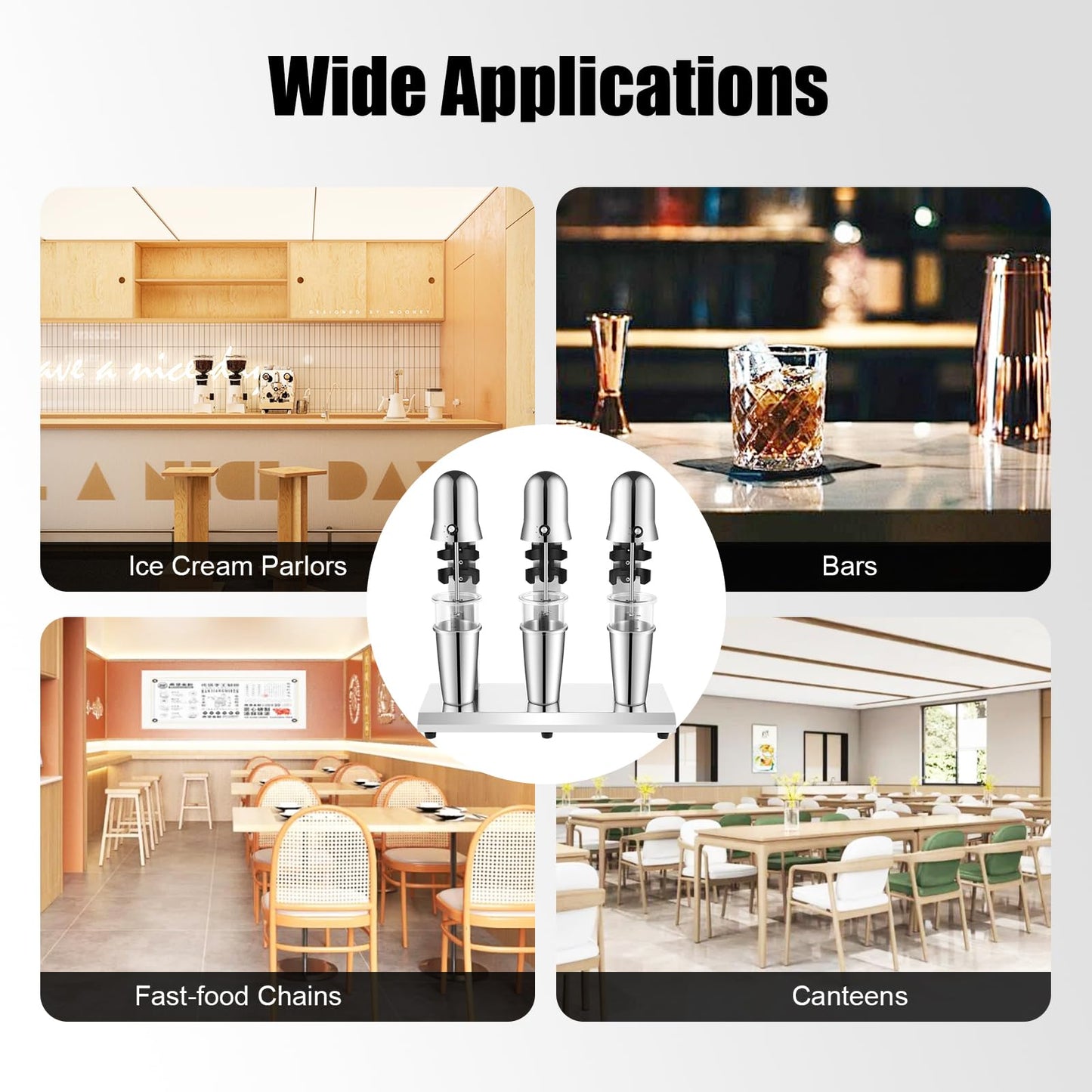 NenoBeo 3 Heads Milkshake Mixer Commercial Drink Mixer Machine,Stainless Steel Triple Head Milkshake Maker with 18000RPM High Speed Motor,Milk Tea Smoothie Mixer for Cafe Restaurant Ice Cream Shop Bar