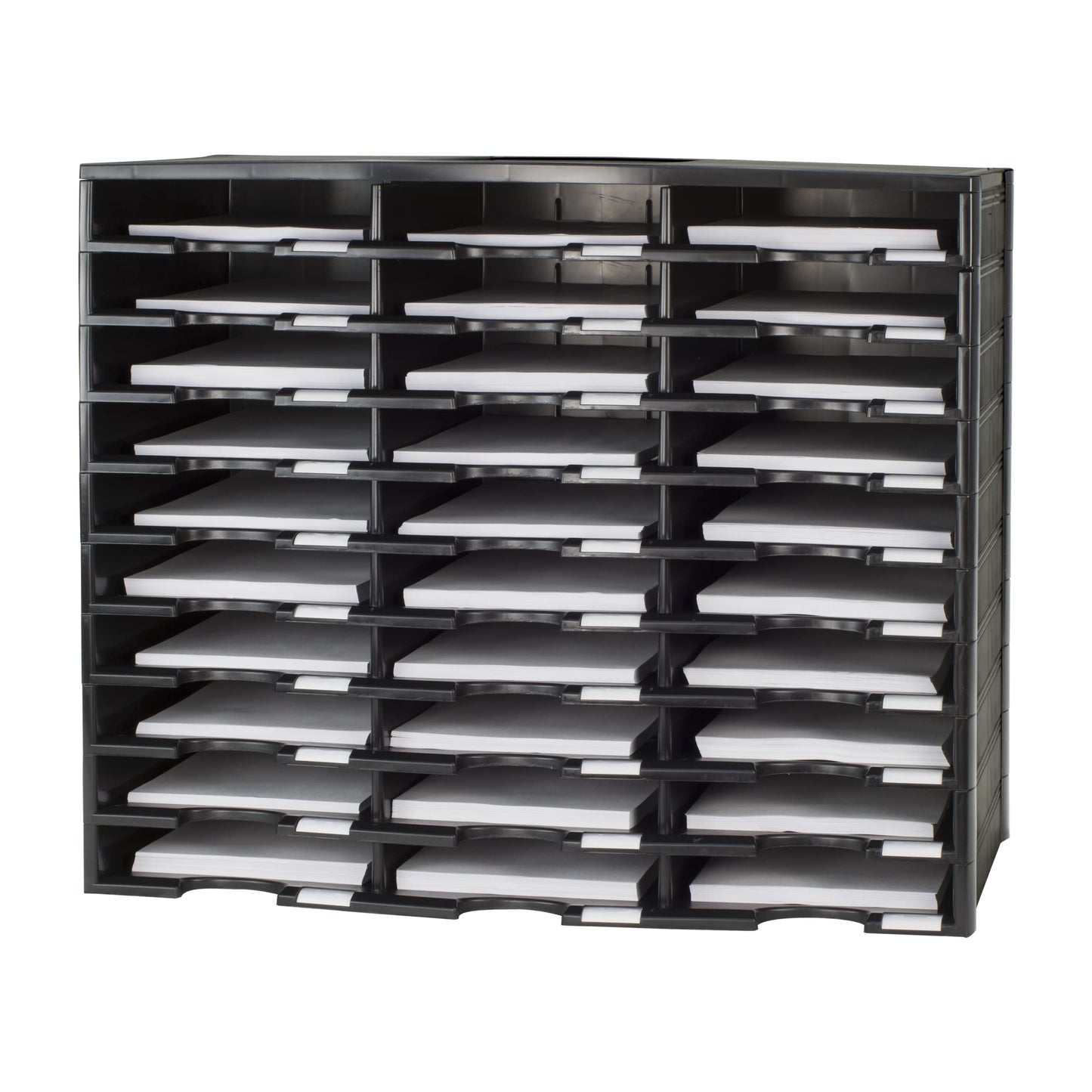 Storex Modular 30-Compartment Literature Organizer, Black