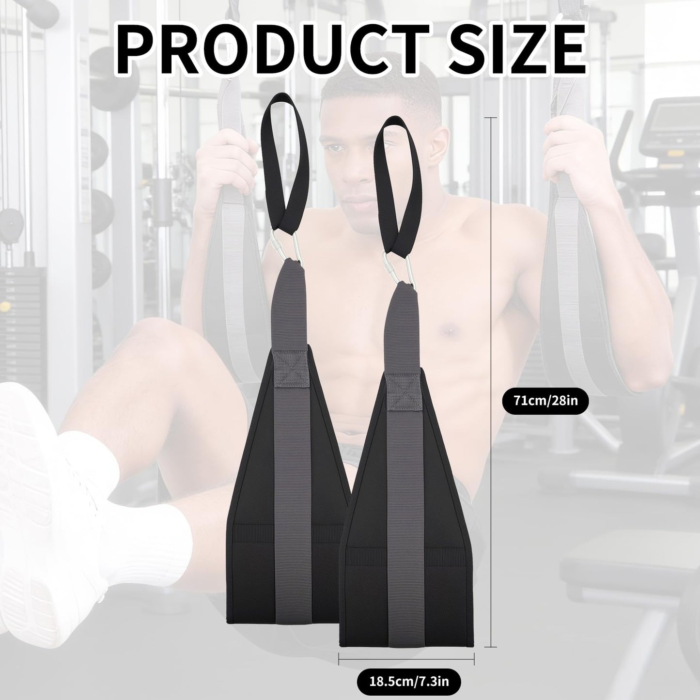 Hanging Ab Straps for Pull Up Bar, Abdominal Muscle Building Padded Arm Support Slings with D-Ring Strap, Soft Padded Exercise Straps with 2 Steel Carabiners for Ab Swing & Leg Raises at Home & Gym