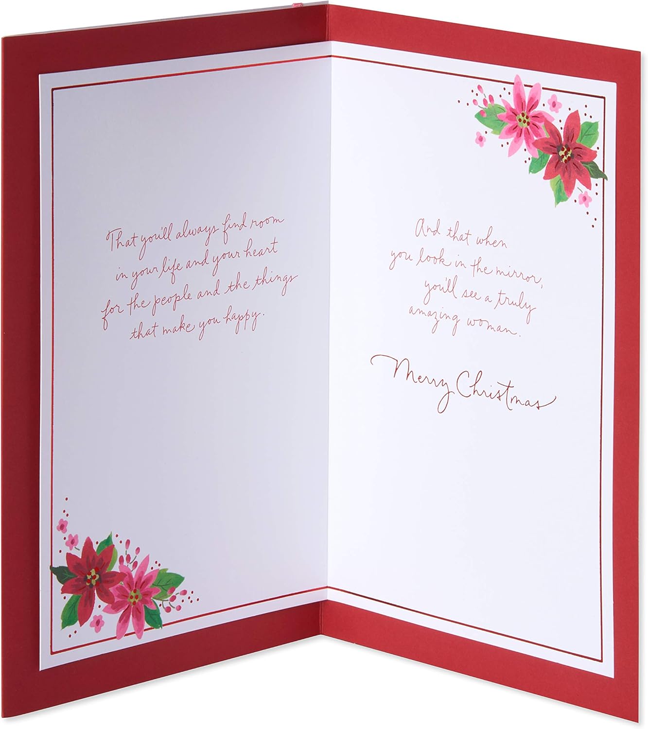 American Greetings Christmas Card - Festive Floral Design with Poinsettias & Ribbon for Daughter