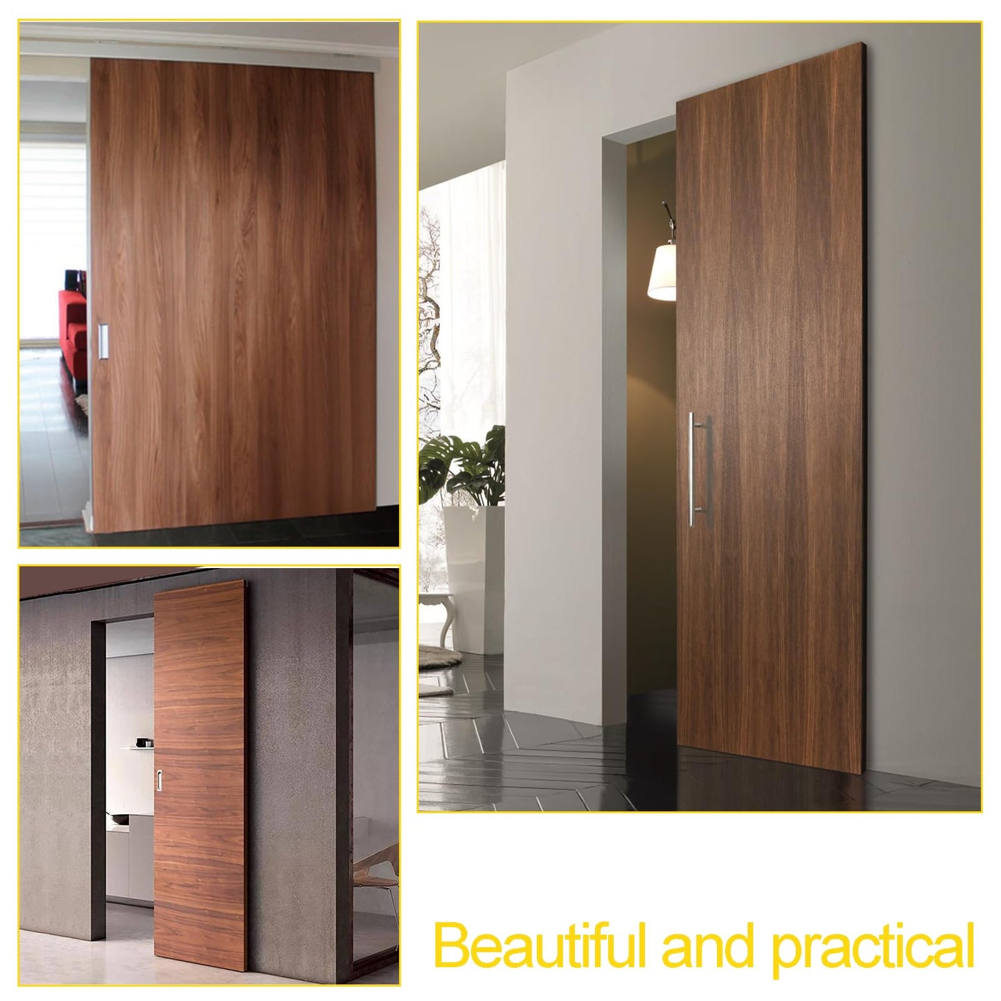 36-48" Heavy Duty Hidden Sliding Barn Door Hardware and Track, Floating Door System, Floating Wall Mount, Soft Close, Quiet and Smooth, Easy to Install (Can be Installed on Doors up to 48")