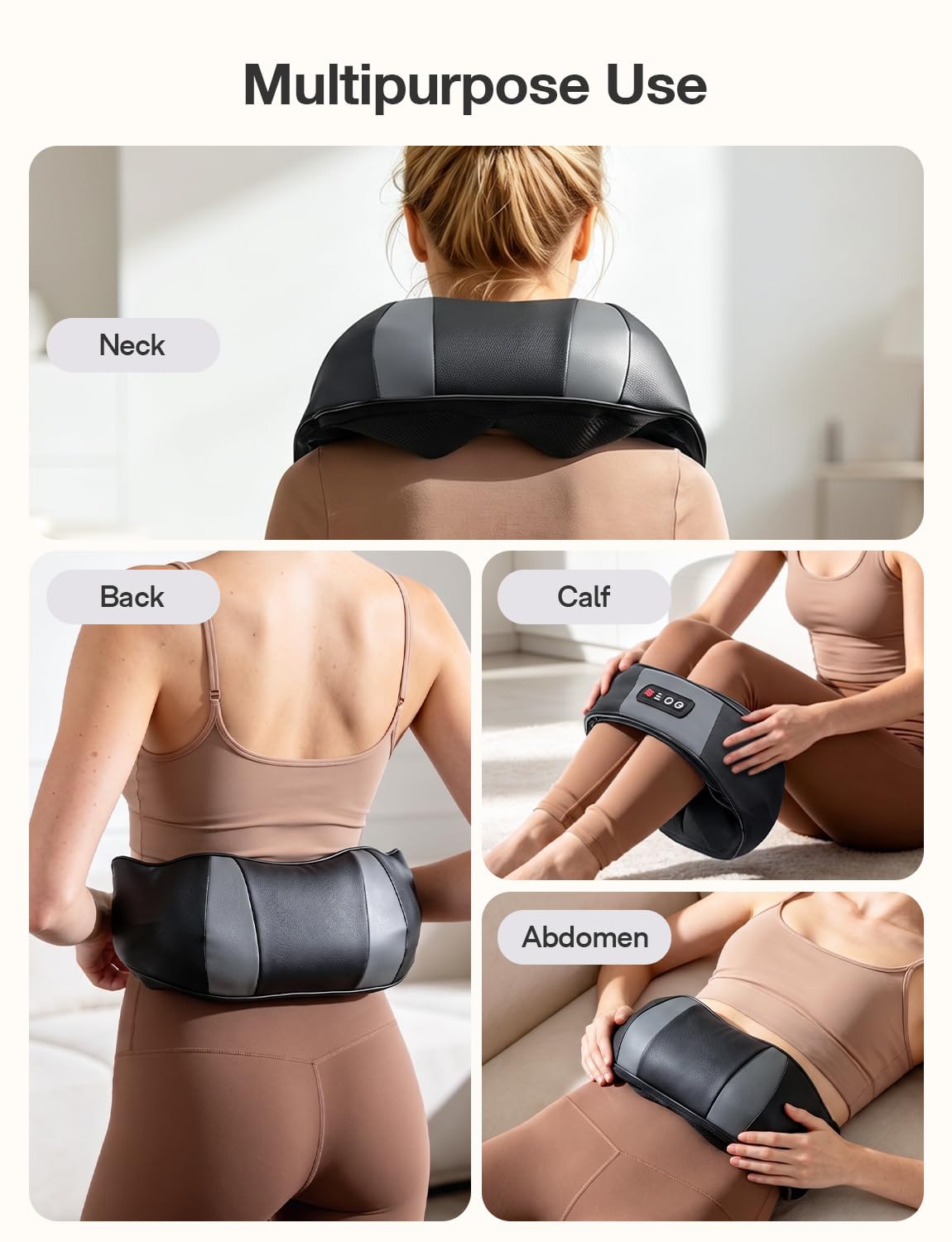RIKE Neck Massager for Pain Relief Deep Tissue, Shiatsu Shoulder Massager with Heat, Corded Electric Back Massager with 3 Speeds, Fathers Day Gift Idea for Men Women Office, Car and Home Gym Use