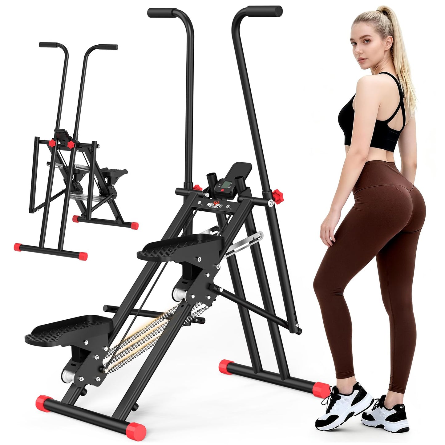 RELIFE REBUILD YOUR LIFE Stair Stepper for Home Exercise,New Version Stair Climber with Adjustable Resistance, Vertical Climber Cardio Exercise Machine for Full Body Workout, Extended Step Range