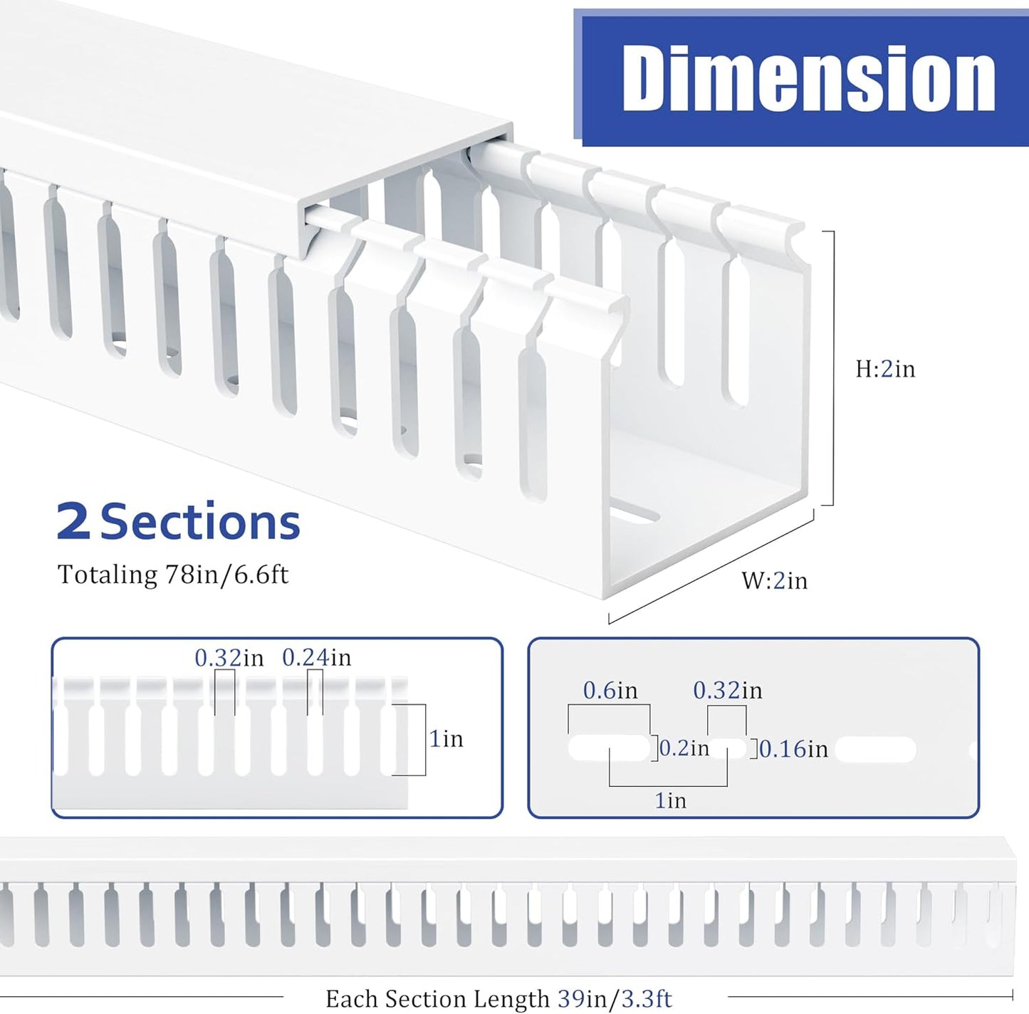ZhiYo 2x2in Professional Server Rack Cable Management Raceway, Cable Raceway Kit, Electrically Safe PVC Open Slot Wire