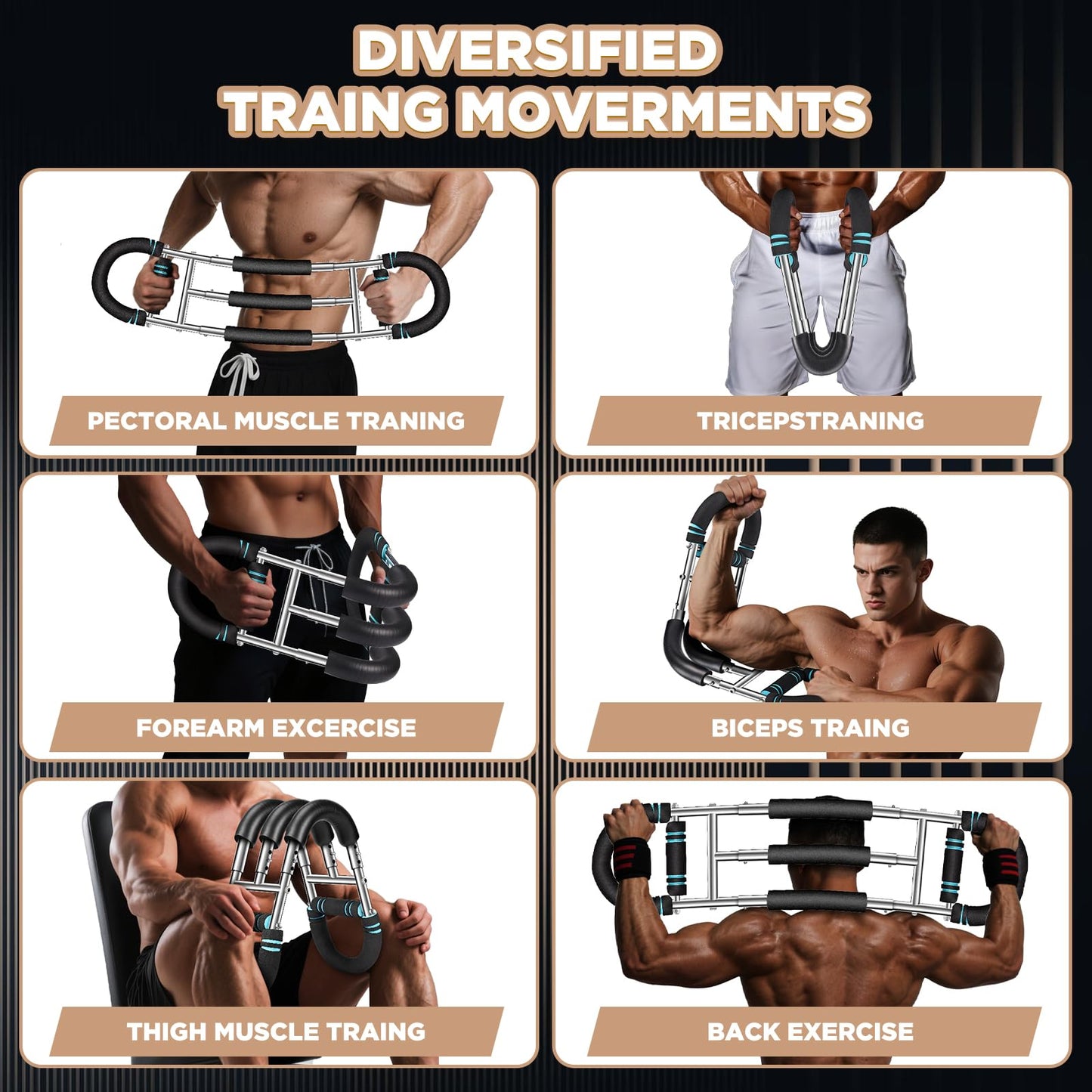 Laapee Twister Arm Trainer, 9-Level Adjustable 20-270lbs Chest Workout Equipment with Grip Strength Trainer, Arm Trainer for Men Women, Home Gym Arm Exerciser to Build Biceps, Chest & Grip Strength