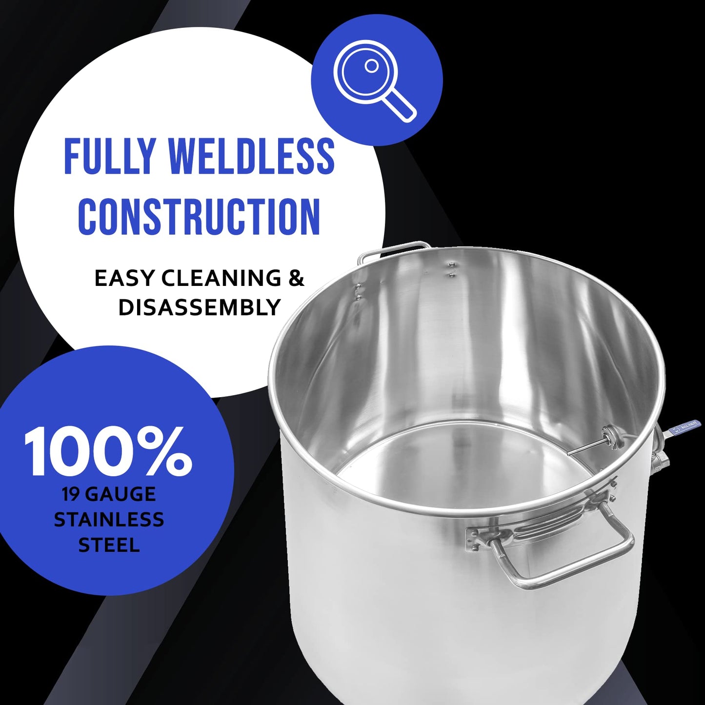 CONCORD Stainless Steel Home Brew Kettle Stock Pot (Weldless Fittings) (30 QT/ 7.5 Gal)