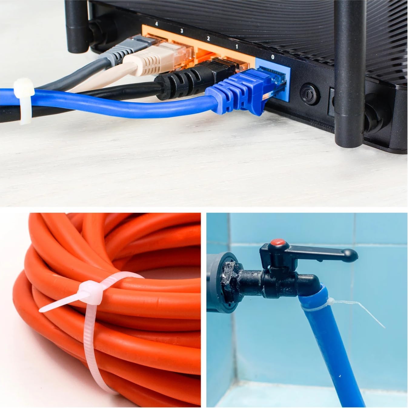 1000pcs 4 Inch, 4 Small White Zip Ties Mini Cable Ties Tiny Zipties In Micro Self Locking Plastic Clear Tie Wraps Thin