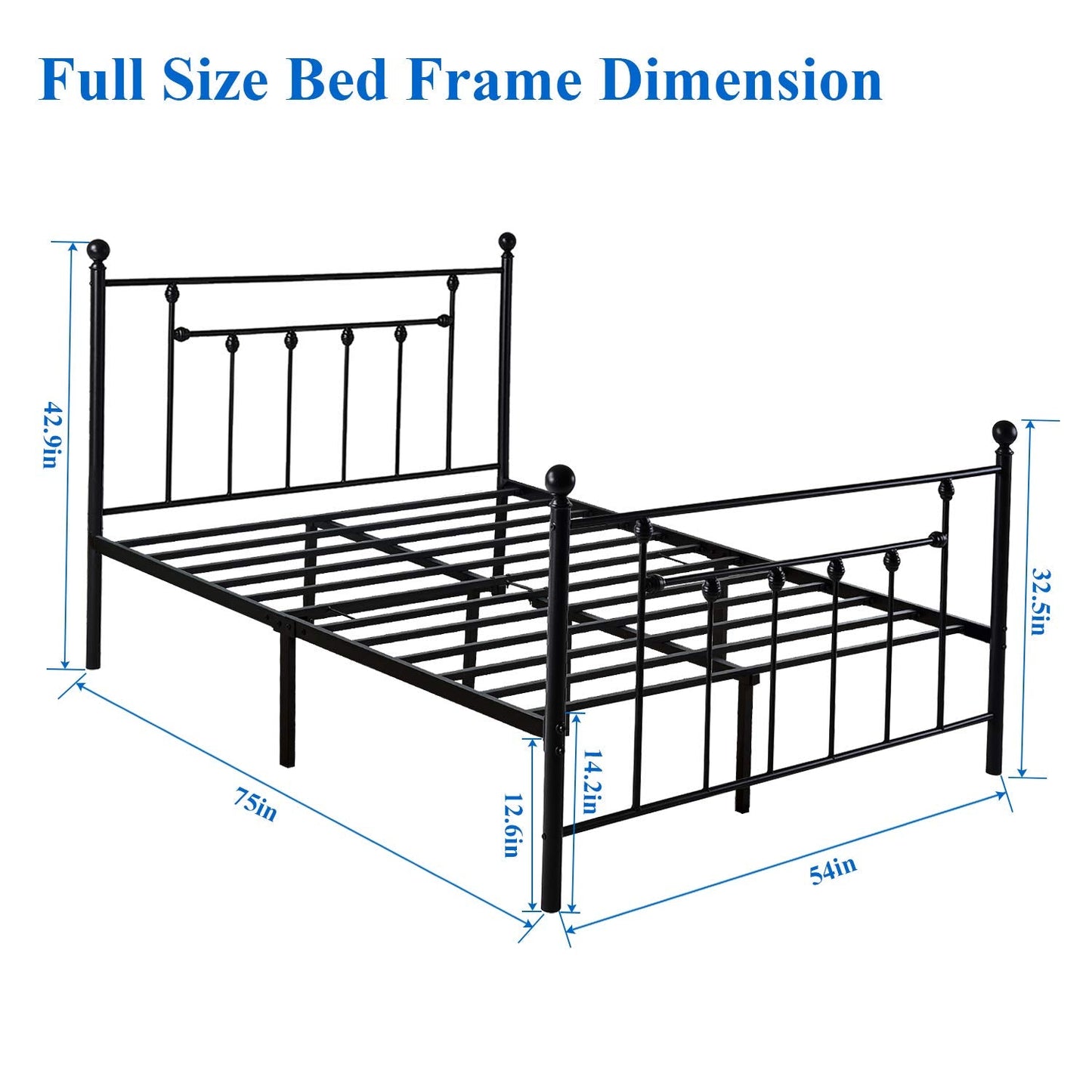 VECELO DIY Pegbroad Bed Frame with Underbed Storage, Noise-Free and Easy Assembly Design, Non-Slip Mattress Foundation, Strong Metal Slats,King,Black