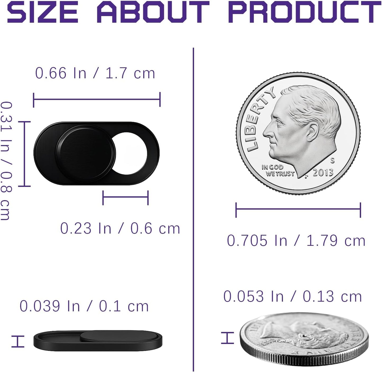 Brvlsoc (3-Pack) Webcam Cover Slide Ultra-Thin Metal Privacy Cover for Laptop, MacBook, iMac, iPad, PC & iPhone Black