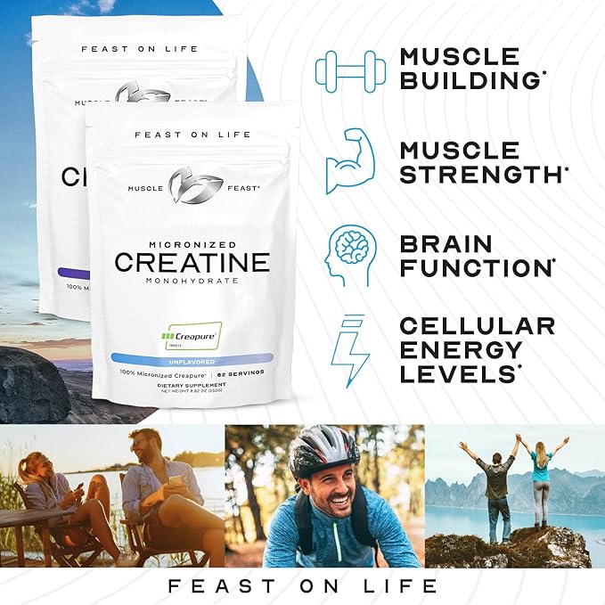 Muscle Feast Creapure - Micronized Creatine Monohydrate Powder | Premium Pre-Workout or Post-Workout | Flavored Creatine for Women & Men | Easy to Mix, Gluten-Free, Safe and Pure (Green Apple, 250g)