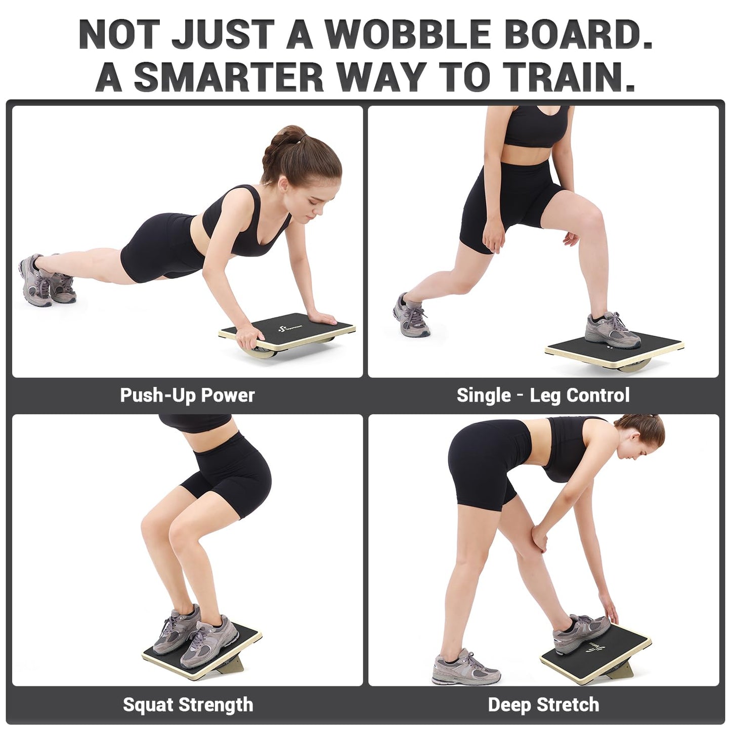 Sportneer 2-in-1 Balance Board – Adjustable Wobble & Slant Board for Core Strength, Stretching, Rehab, Standing Desk, Home Gym Workout