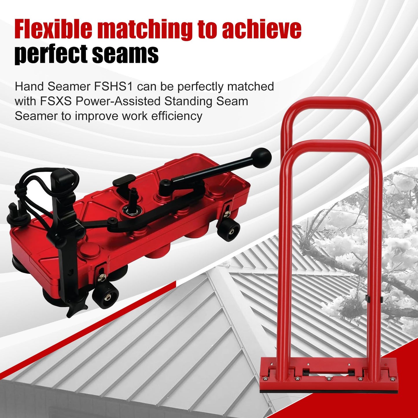 Hand Seamer FSHS1-1.5" Verticle Seams Standing Seam Roofing Tool Metal Sheet Metal Hand Seamer Metal Roofing Standing Seam Mechanical Lock Tool-Manual stitching tool for protecting paint surface