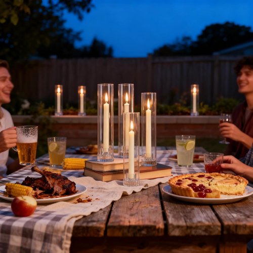 Hurricane | Taper Candle Holders - Set of 6 Clear Glass Candlesticks, 11.8" Tall for Elegant Decor