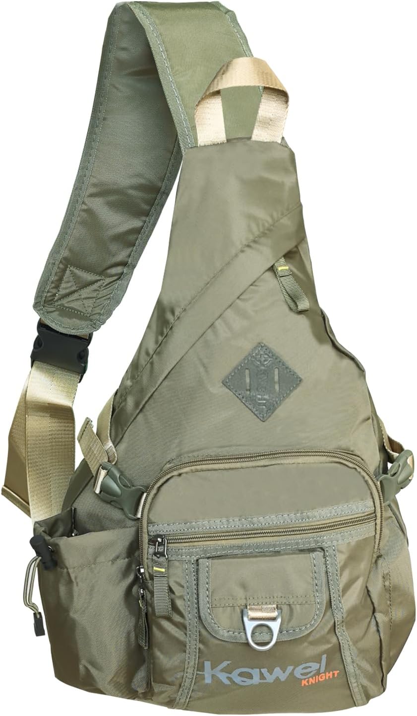 Backpack Large Sling Bag Laptop Cross Body Messenger Bag Shoulder Travel Rucksack (D- Army Green)