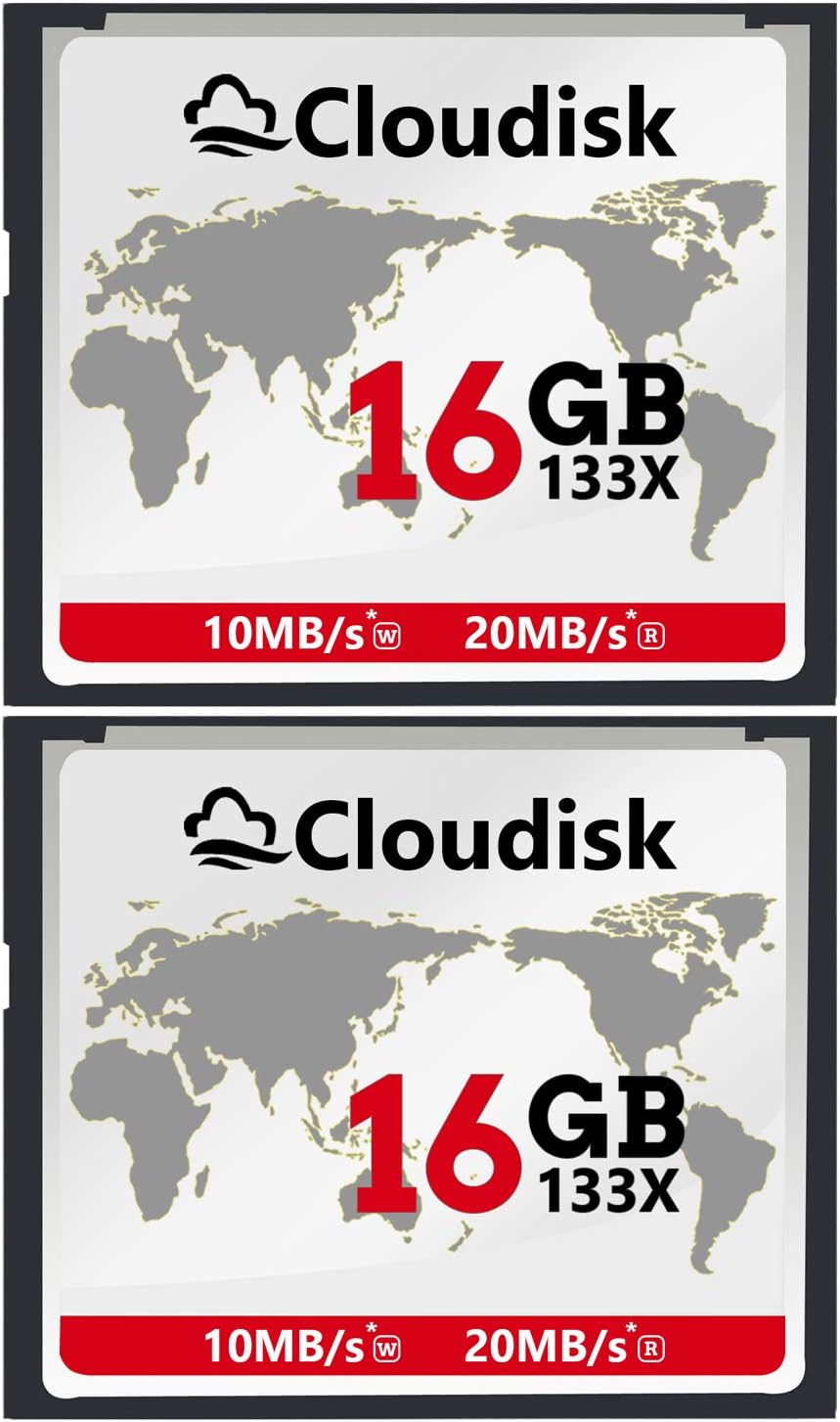 Cloudisk Pack 2 16GB 133X 2.0 (16GB) of Compact Flash Card CF Card Performance for DSLR Camera,Vintage Digital Camera