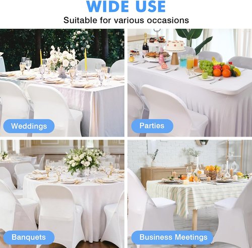 Fixwal 36 Pcs White Folding Chair Covers - Spandex Stretch Slipcovers for Weddings & Events
